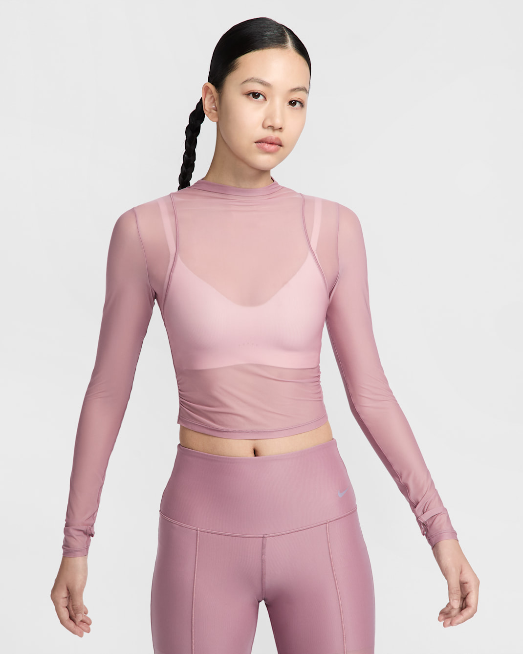 ナイキ ゼンビー ウィメンズ Dri-FIT ロングスリーブ シアー トップ - プラムダスト/ホワイト