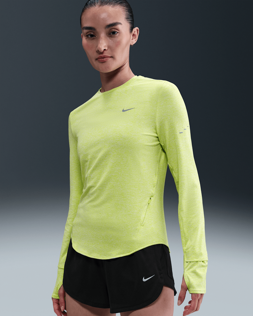 Nike Swift Women's Dri-FIT UV Long-Sleeve Crew-Neck Running Top - Cyber/Heather
