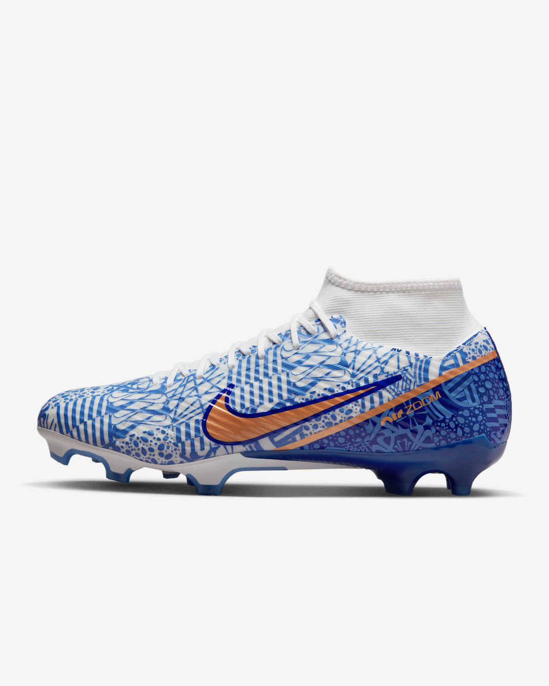 Nike Zoom Mercurial Superfly 9 Academy CR7 MG Multi-Ground Football Boot - White/Concord/Medium Blue/Metallic Copper
