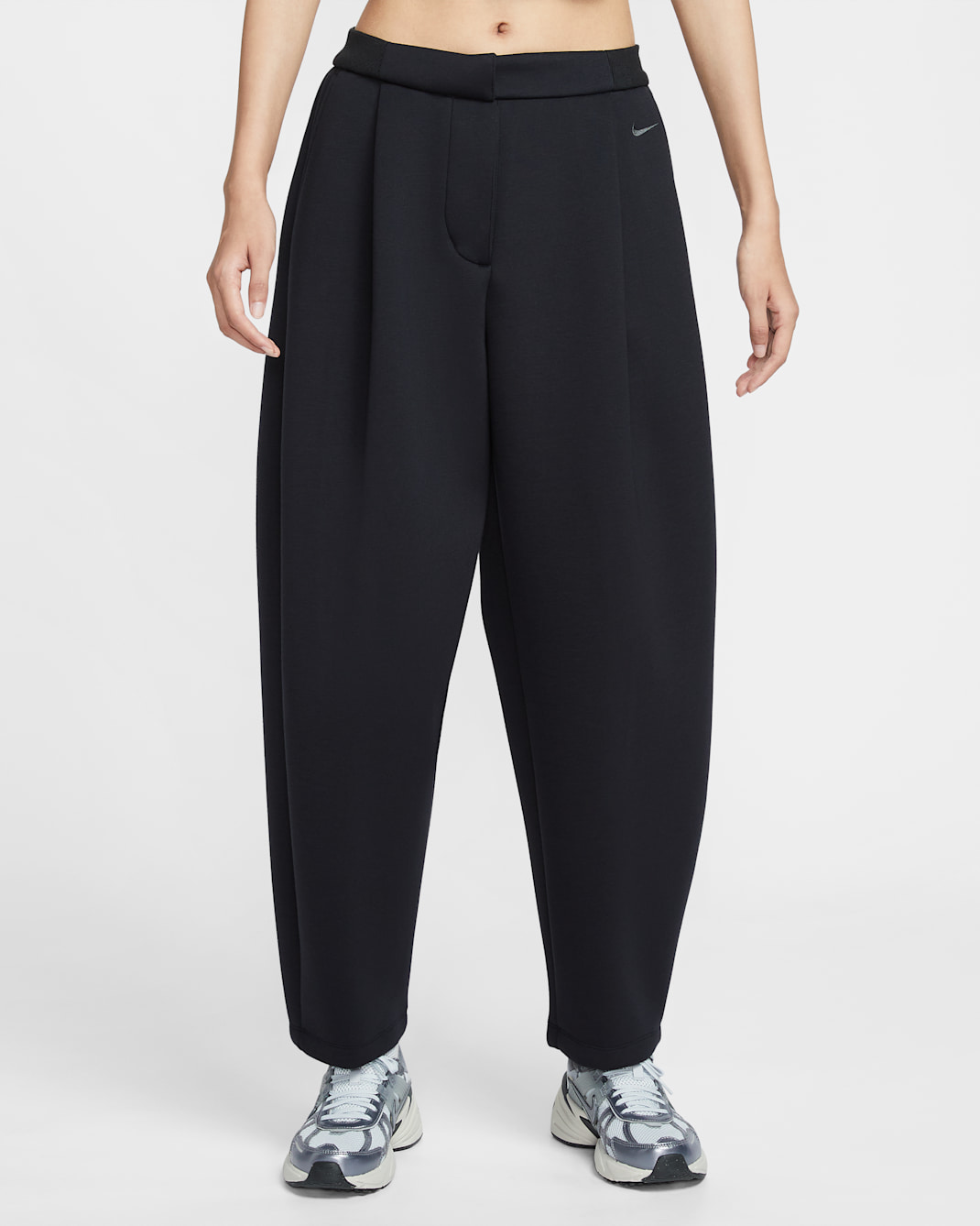 나이키 스포츠웨어 모던 플리스 여성 미드라이즈 루즈 팬츠 - 블랙/앤트러사이트