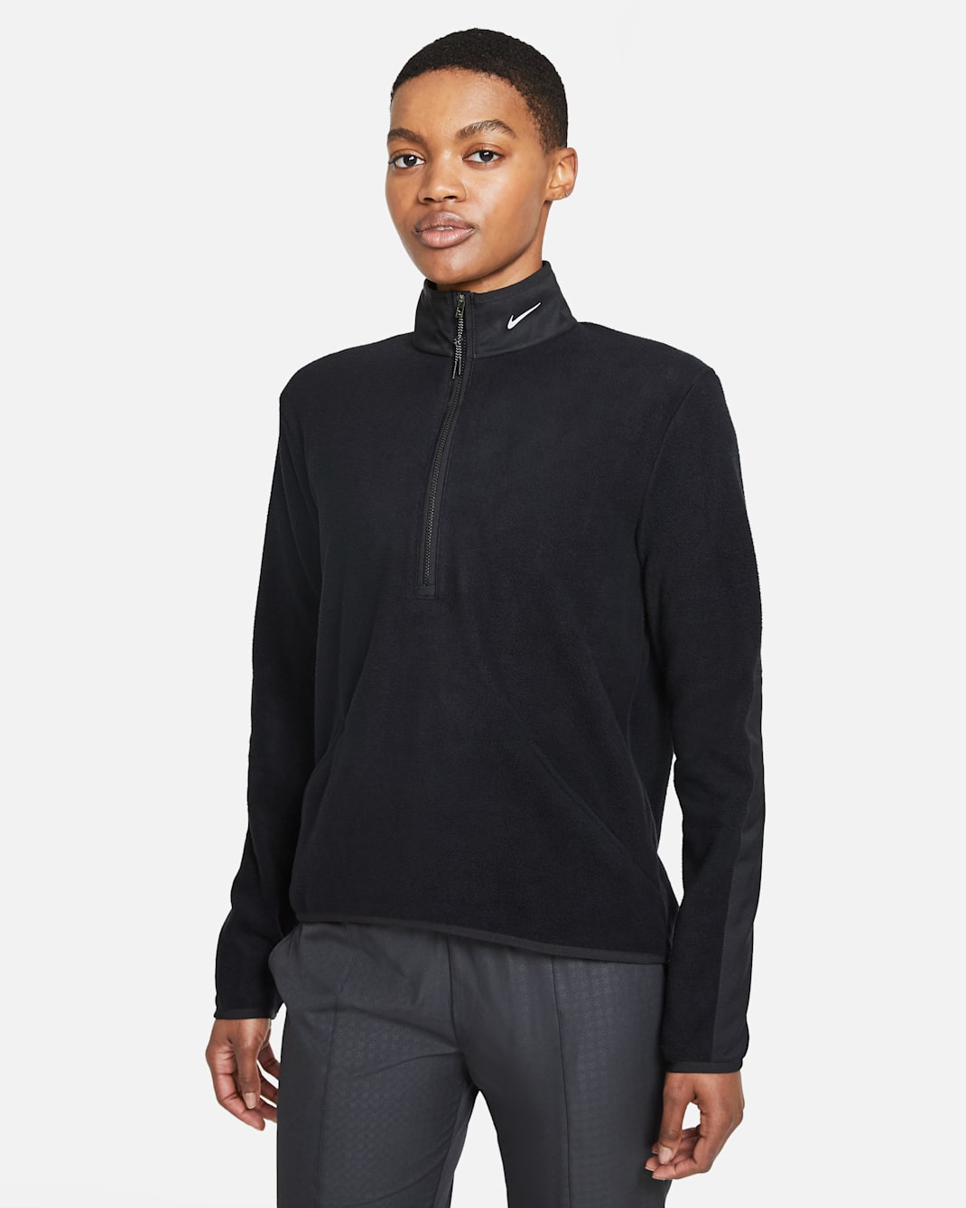 Nike Therma-FIT Victory Women's Long-Sleeve 1/2-Zip Golf Top - Black/Black/White