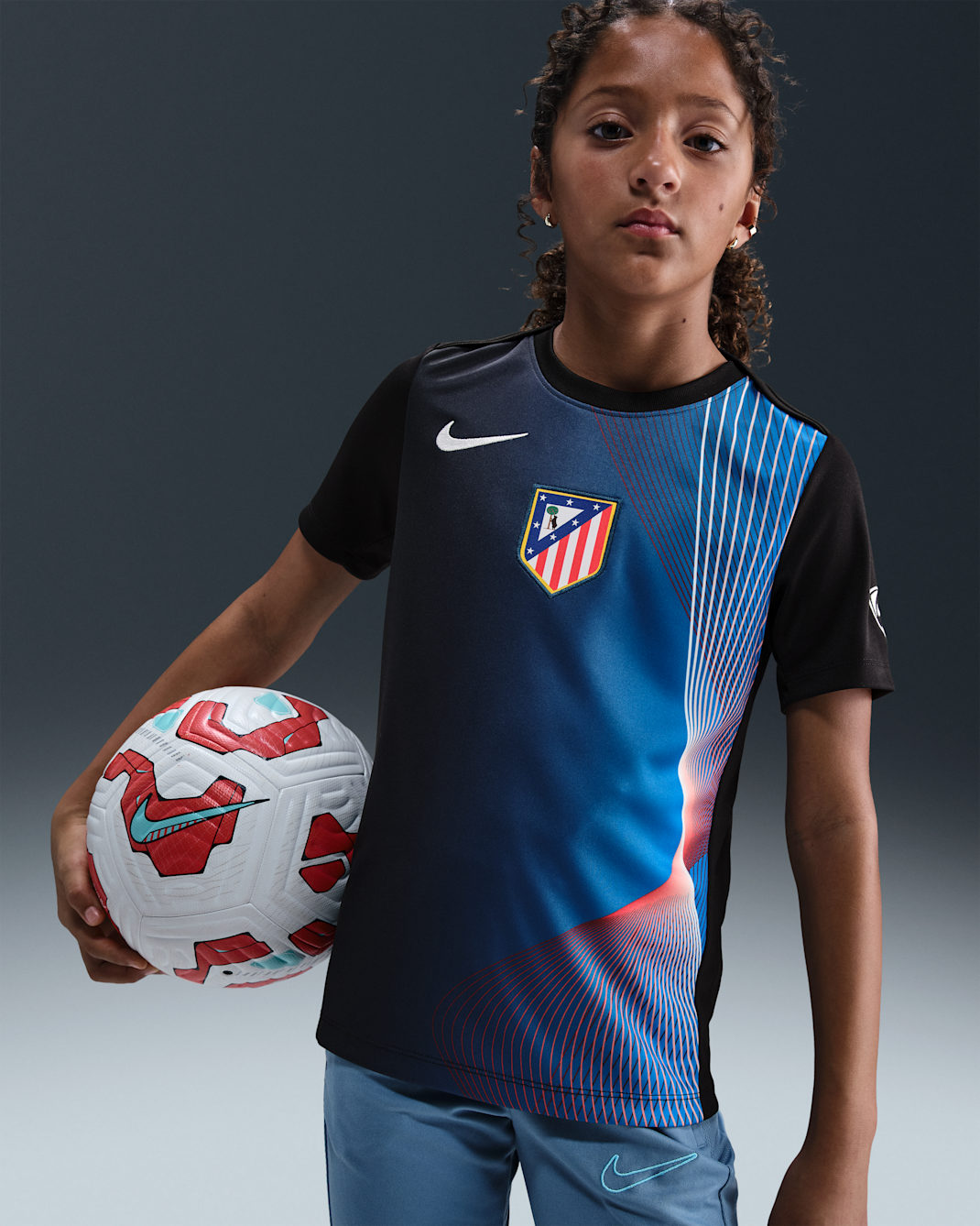 3e haut de foot d'avant-match Nike Dri-FIT Atlético Madrid Academy Pro pour ado - Noir/Blanc/Blanc