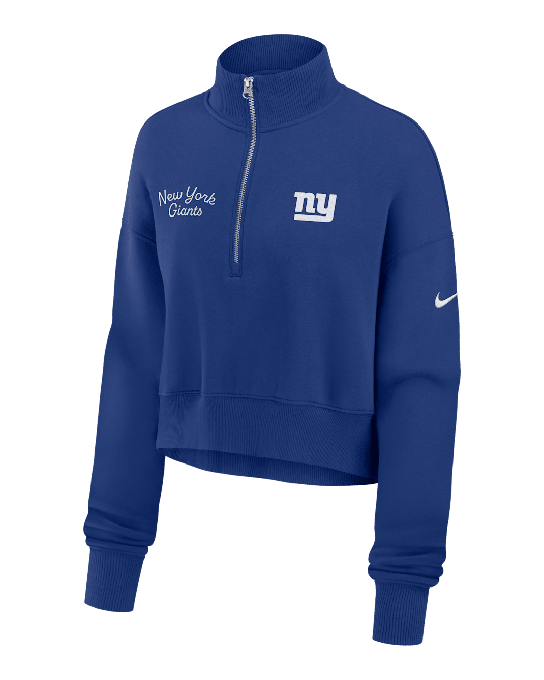New York Giants Phoenix Women's Nike NFL Cropped 1/4-Zip Crew - Royal