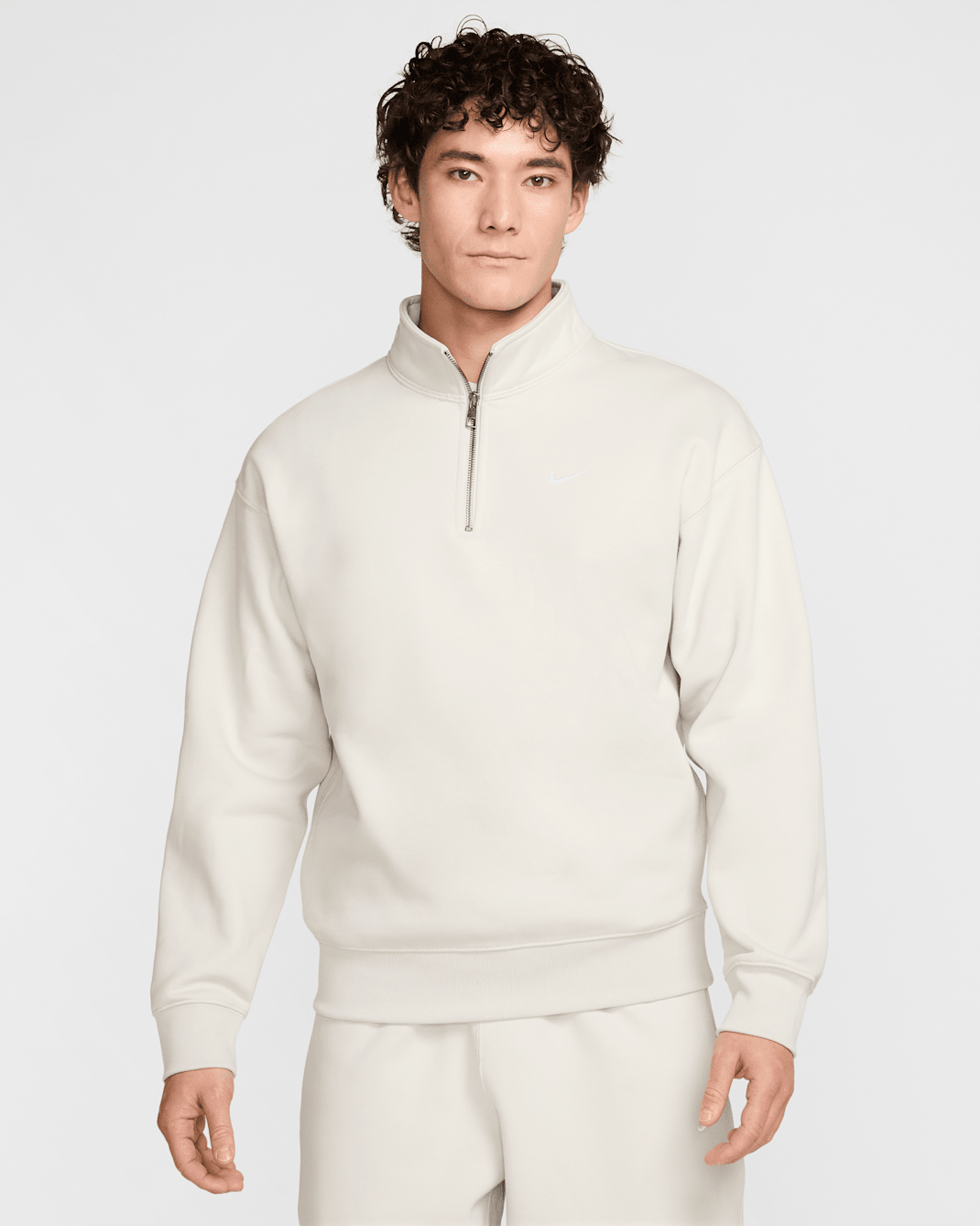ナイキ ソロ スウッシュ メンズ 1/4ジップ トップ - ライトボーン/ホワイト