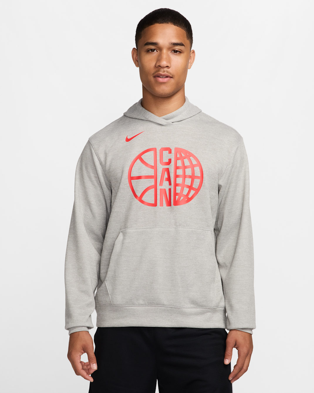 Canada Practice Men's Nike Basketball Hoodie - Dark Grey Heather/Challenge Red