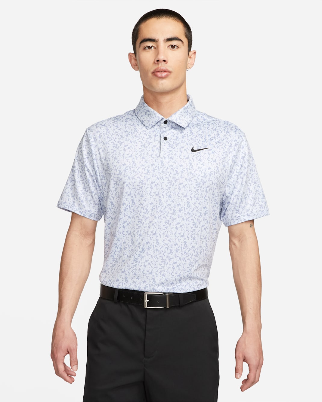 Nike Dri-FIT Tour 男款迷彩高爾夫球衫 - Football Grey/黑色