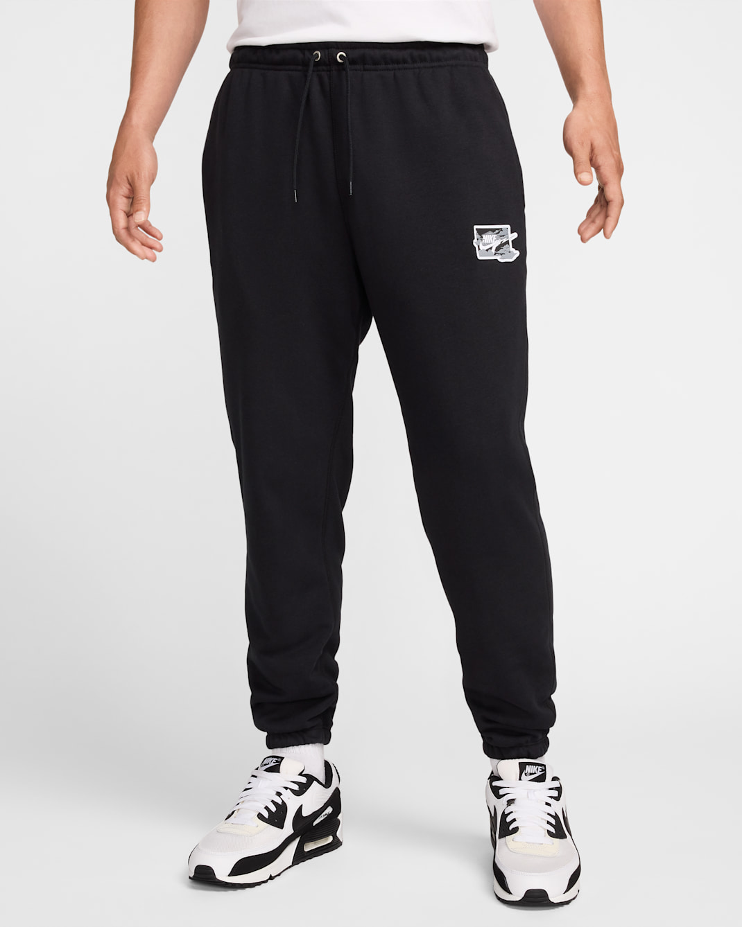 Nike Club Men's French Terry Cuff Pants - Black/White