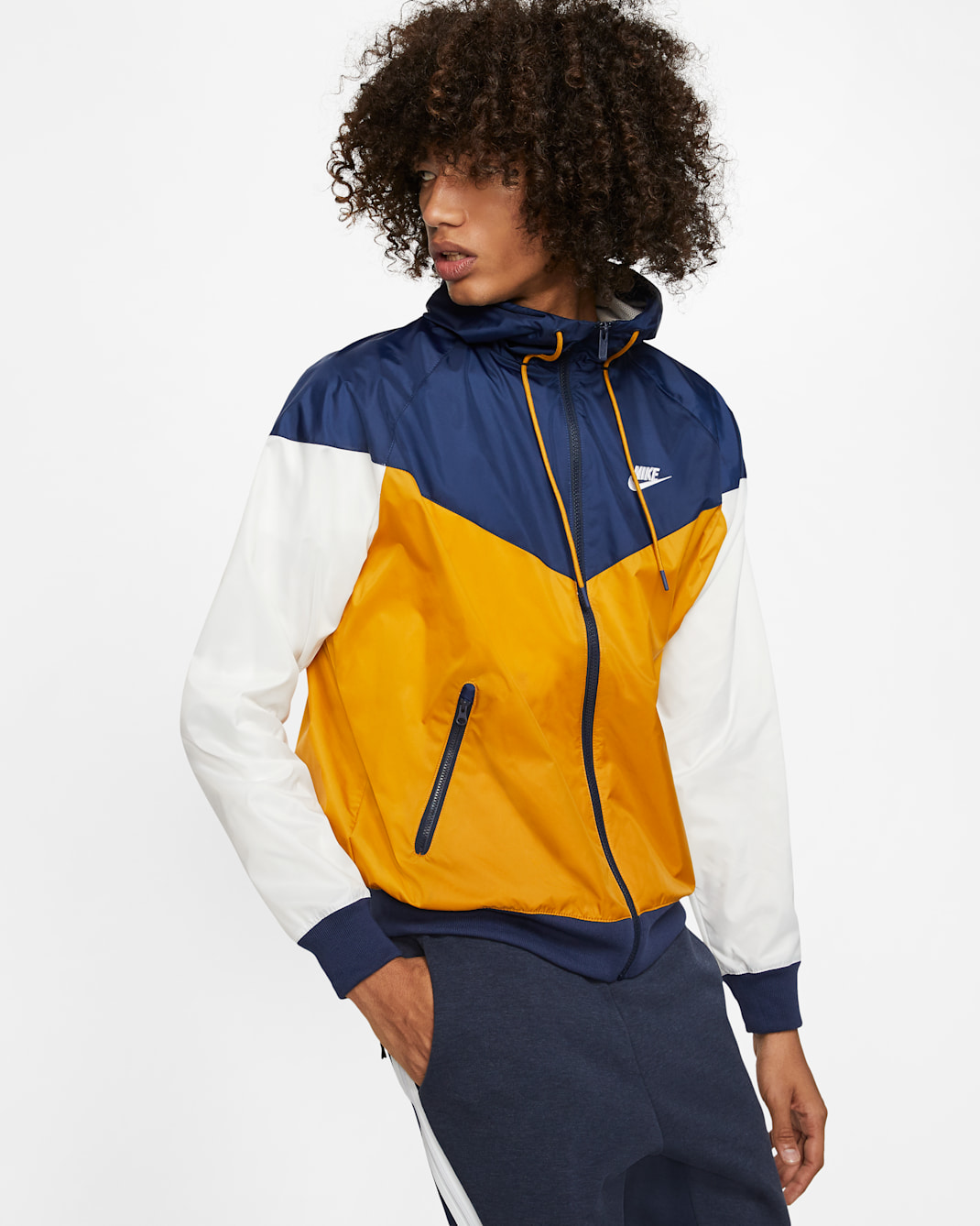 Nike Sportswear Windrunner Hooded Windbreaker - Gold Suede/Midnight Navy/Summit White/White