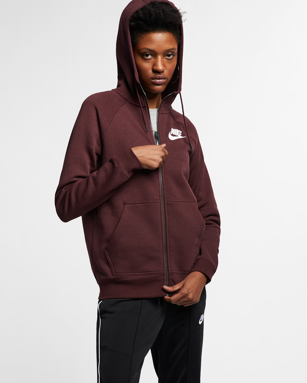 Nike Sportswear Rally hettejakke for dame - Burgundy Crush/Burgundy Crush/Hvit