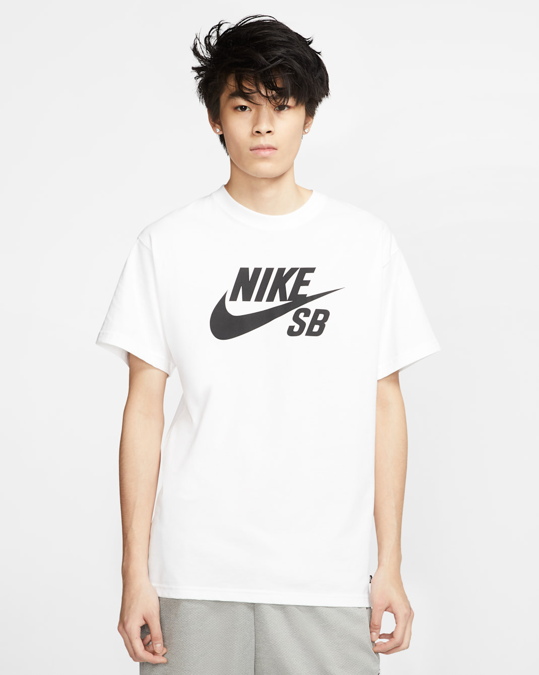 เสื้อยืดสเก็ตบอร์ดมีโลโก้ Nike SB - ขาว/ดำ