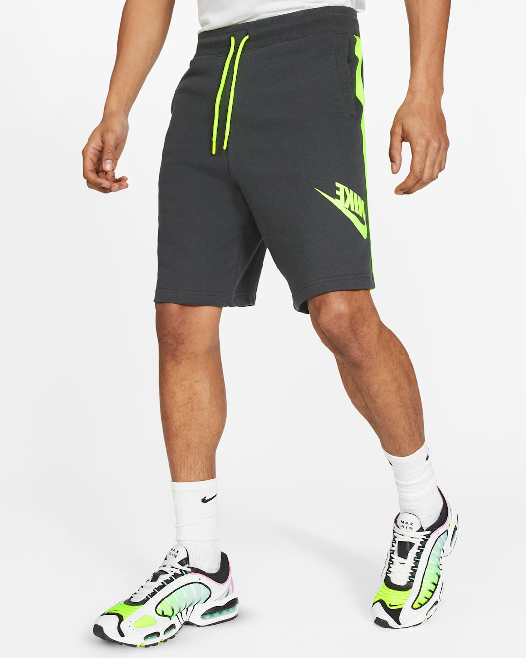 Nike Sportswear Men's French Terry Shorts - Dark Smoke Grey/Volt/Volt