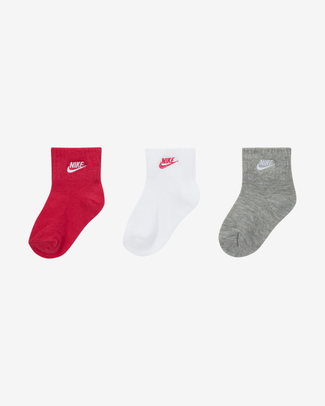 Nike Toddler Gripper Ankle Socks (3 Pairs) - Multi-Color/Rush Pink