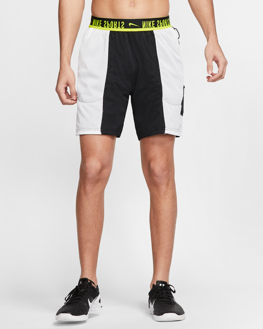 Short de training réversible Nike pour Homme - Noir/Blanc/Lemon Venom/Lemon Venom