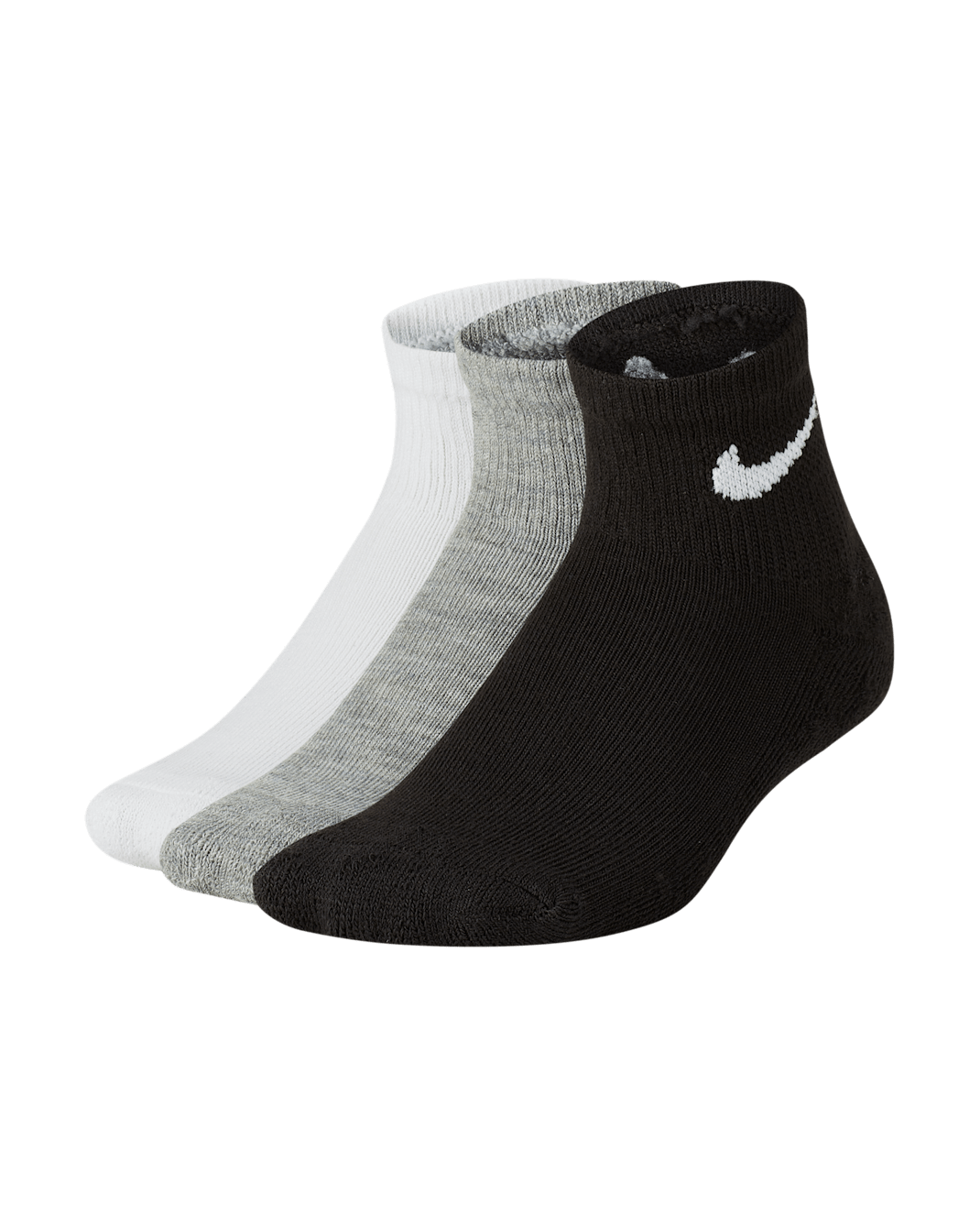 Nike Basics Younger Kids' Ankle Socks (3 Pairs) - White/Dark Grey Heather