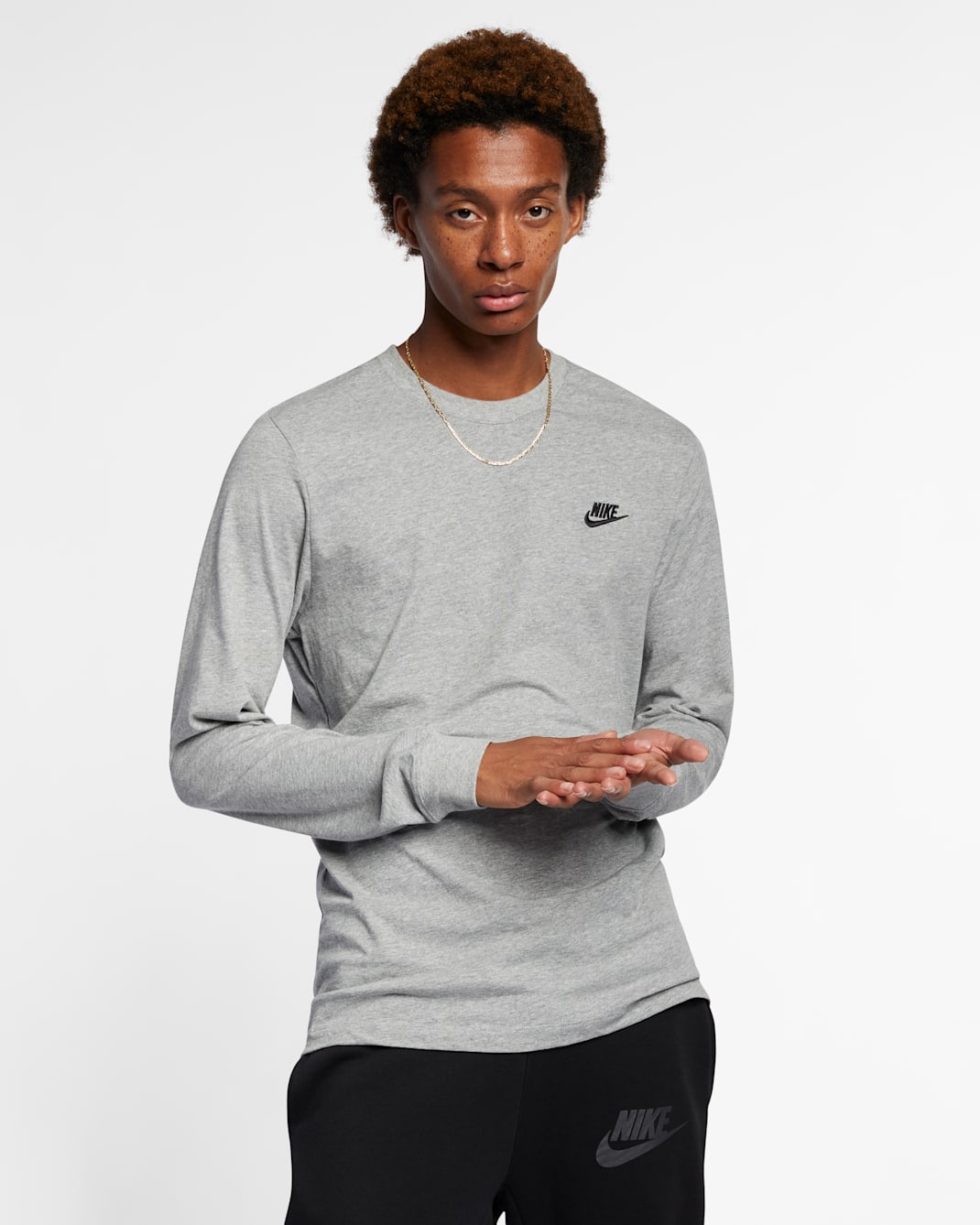 Nike Sportswear Club Men's Long-Sleeve T-Shirt - Dark Grey Heather/Black