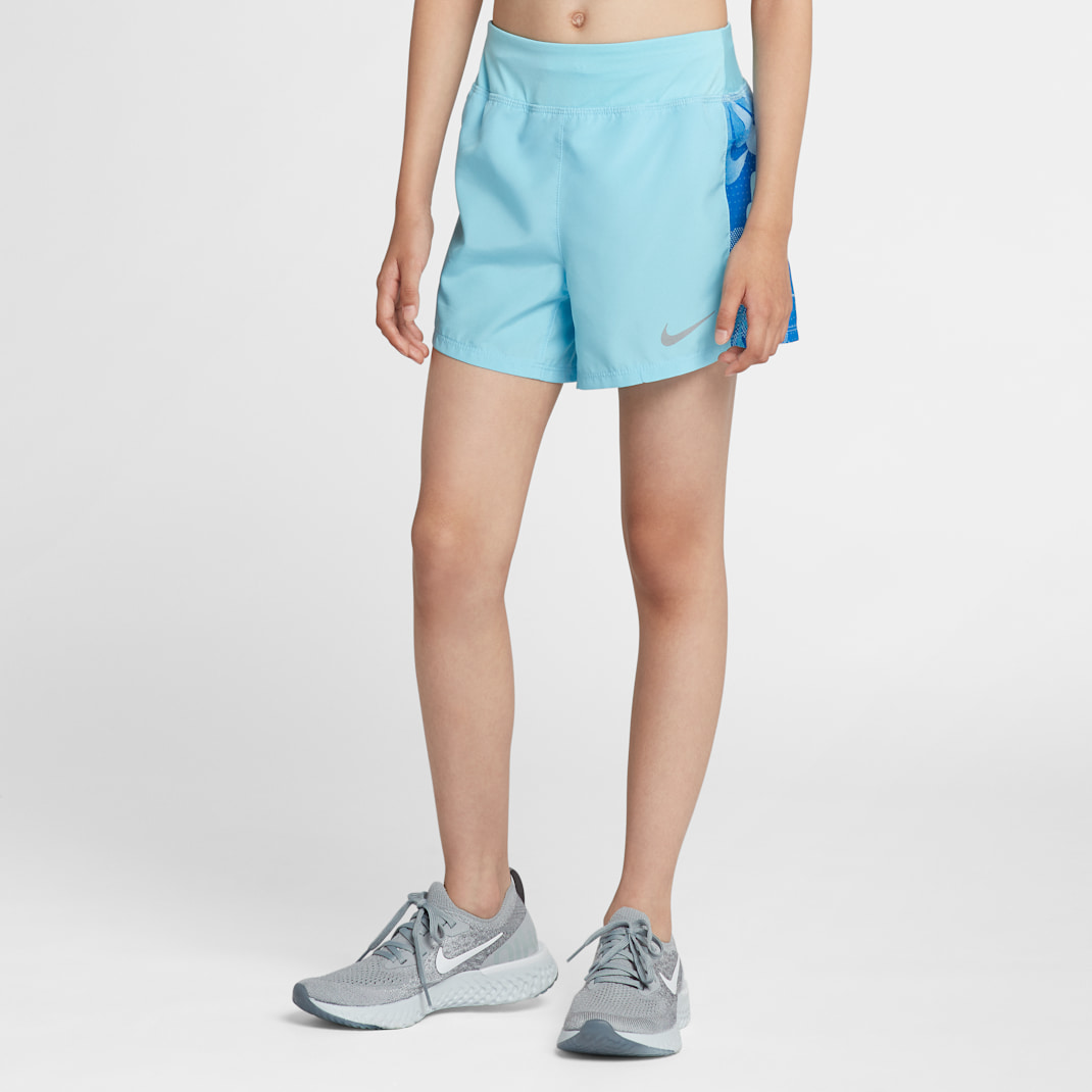 Nike Dri-FIT Older Kids' (Girls') Printed Running Shorts - Blue Chill