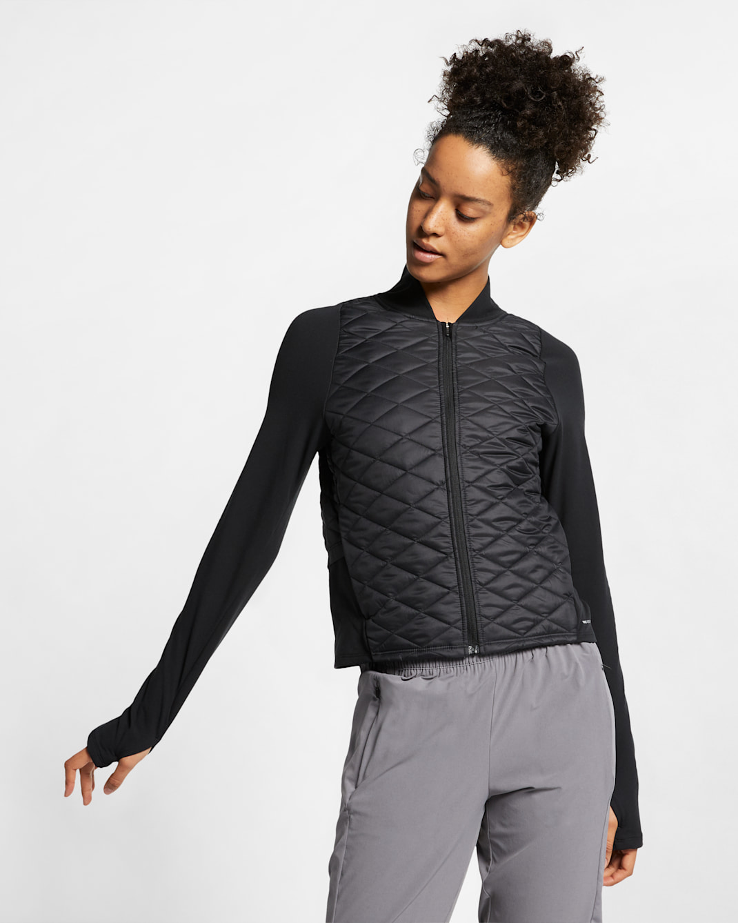 Nike AeroLayer Damen-Laufjacke - Schwarz/Atmosphere Grey