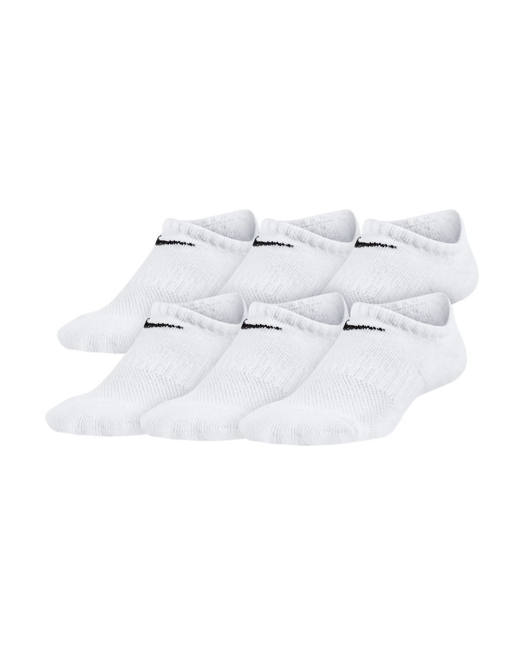 Nike Everyday Kids' Cushioned No-Show Socks (6 Pairs) - White/Black