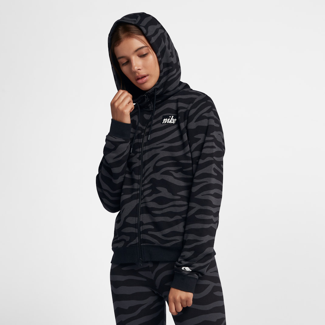 Nike Sportswear Women's Full-Zip Animal Hoodie - Black/White