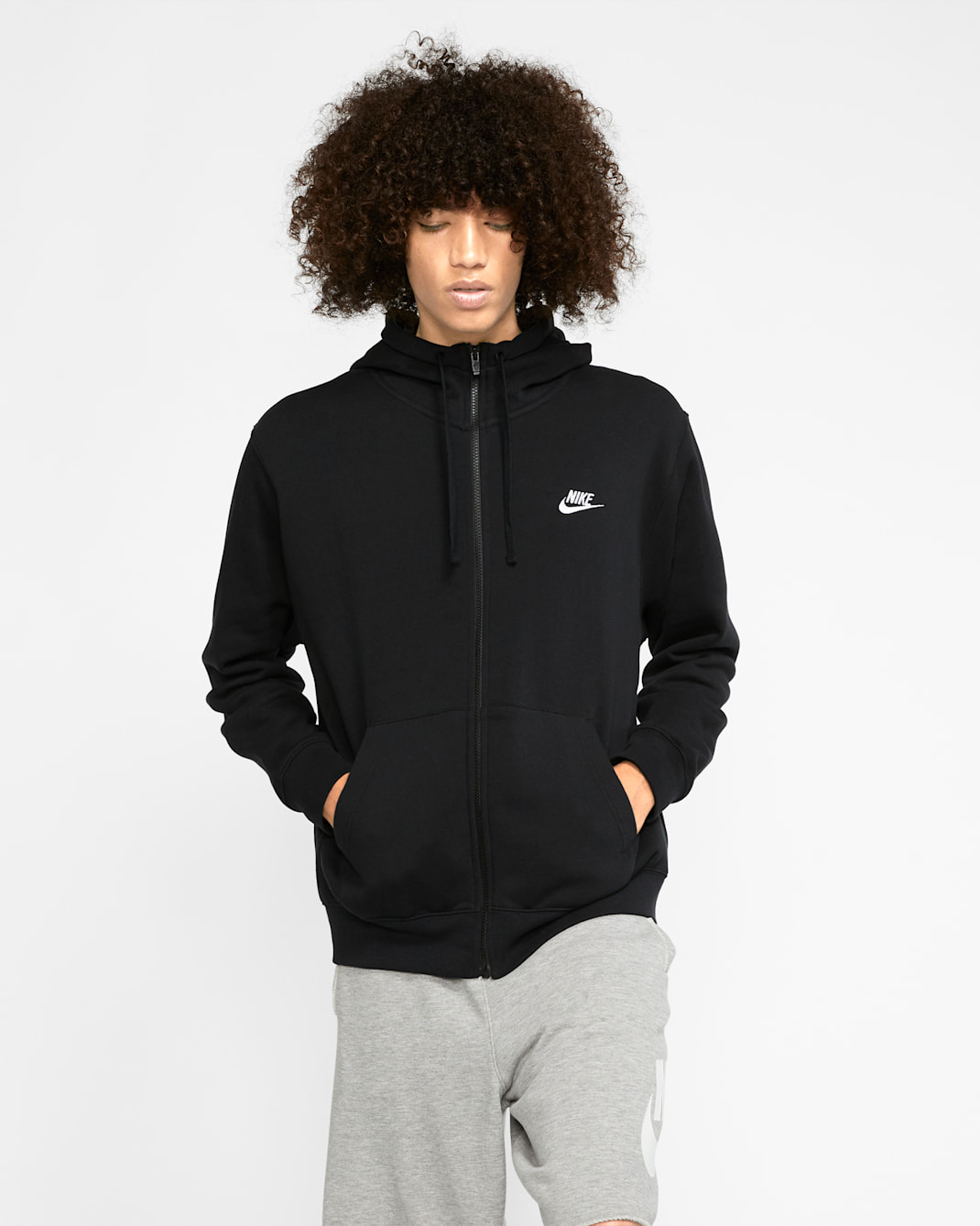 Nike Sportswear Club Fleece Men's Full-Zip Hoodie - Black/Black/White