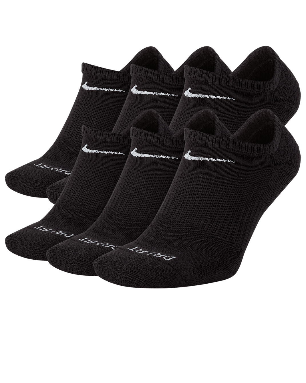 Nike Everyday Cushioned No-Show-Trainingssocken (6 Paar) - Schwarz/Weiß