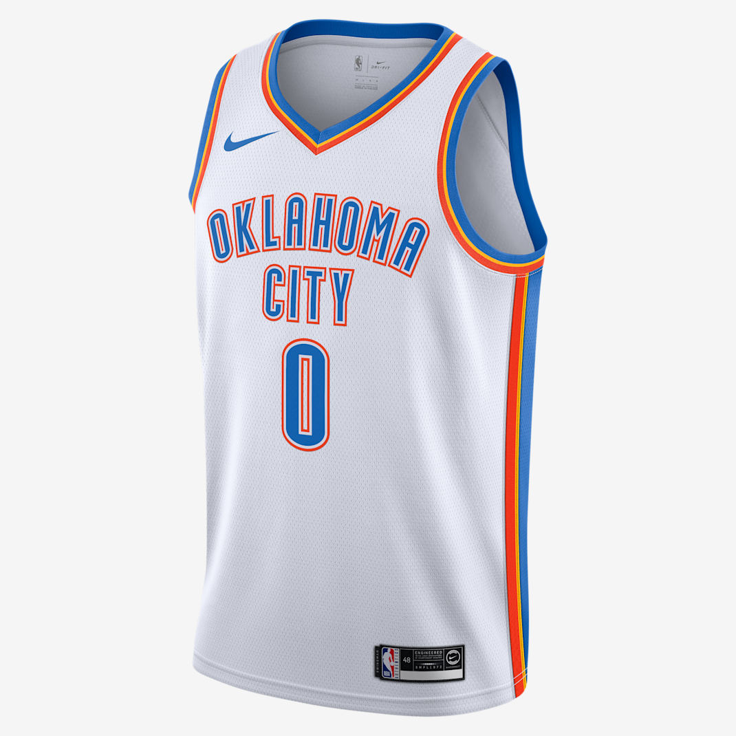 Russell Westbrook Thunder Association Edition Nike NBA Swingman Jersey - White/Signal Blue