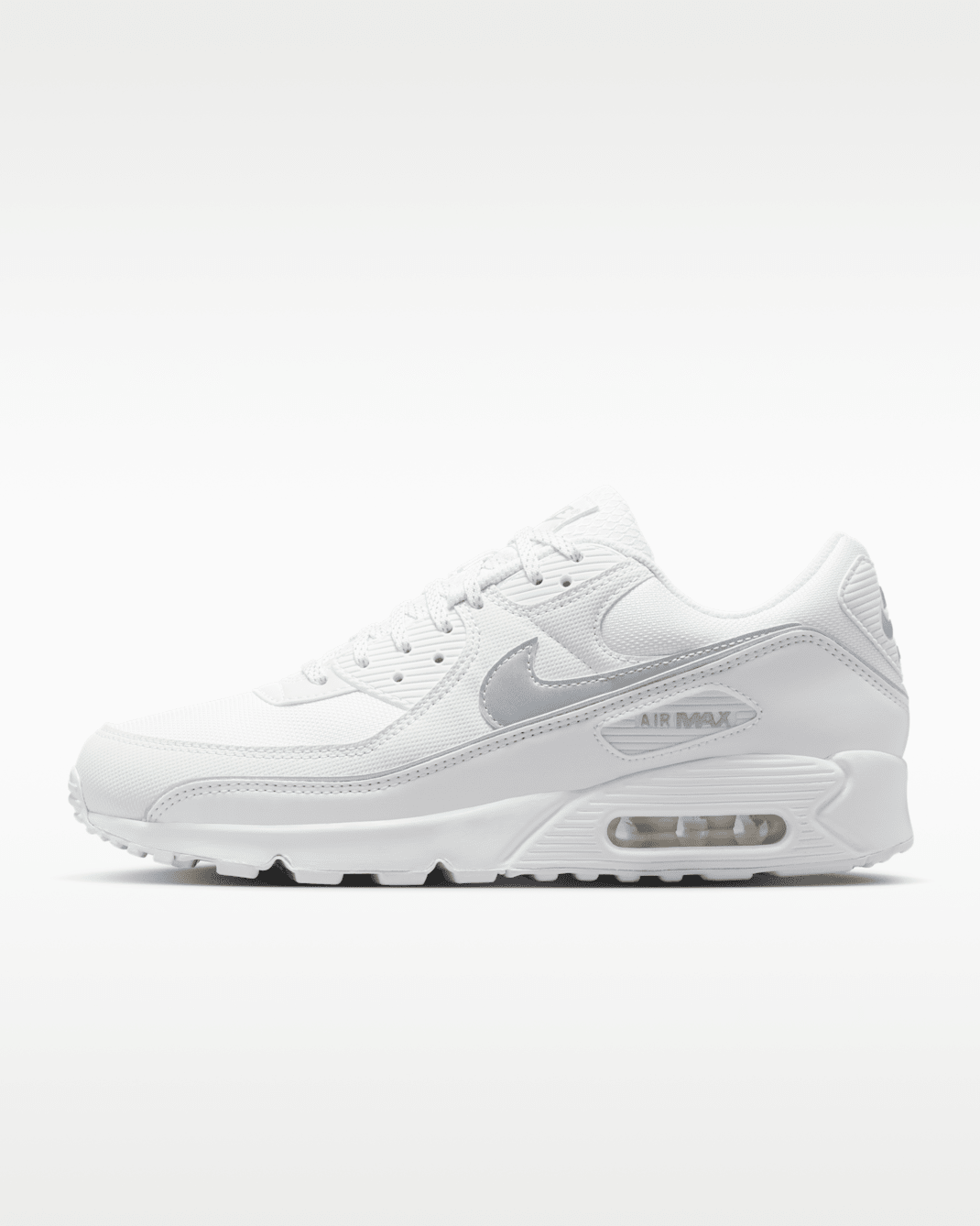 Мужские кроссовки Nike Air Max 90 Premium, бело-серебристые