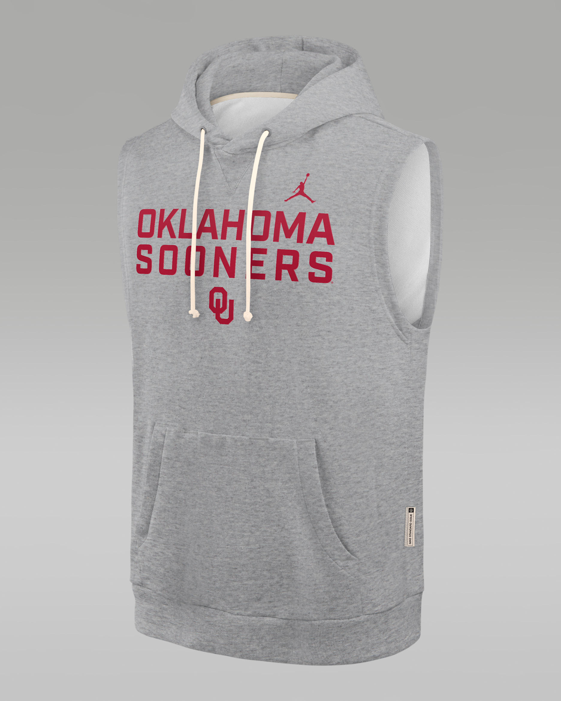 Oklahoma Sideline Men's Jordan Brand Dri-FIT College Sleeveless Pullover Hoodie - Dark Grey Heather