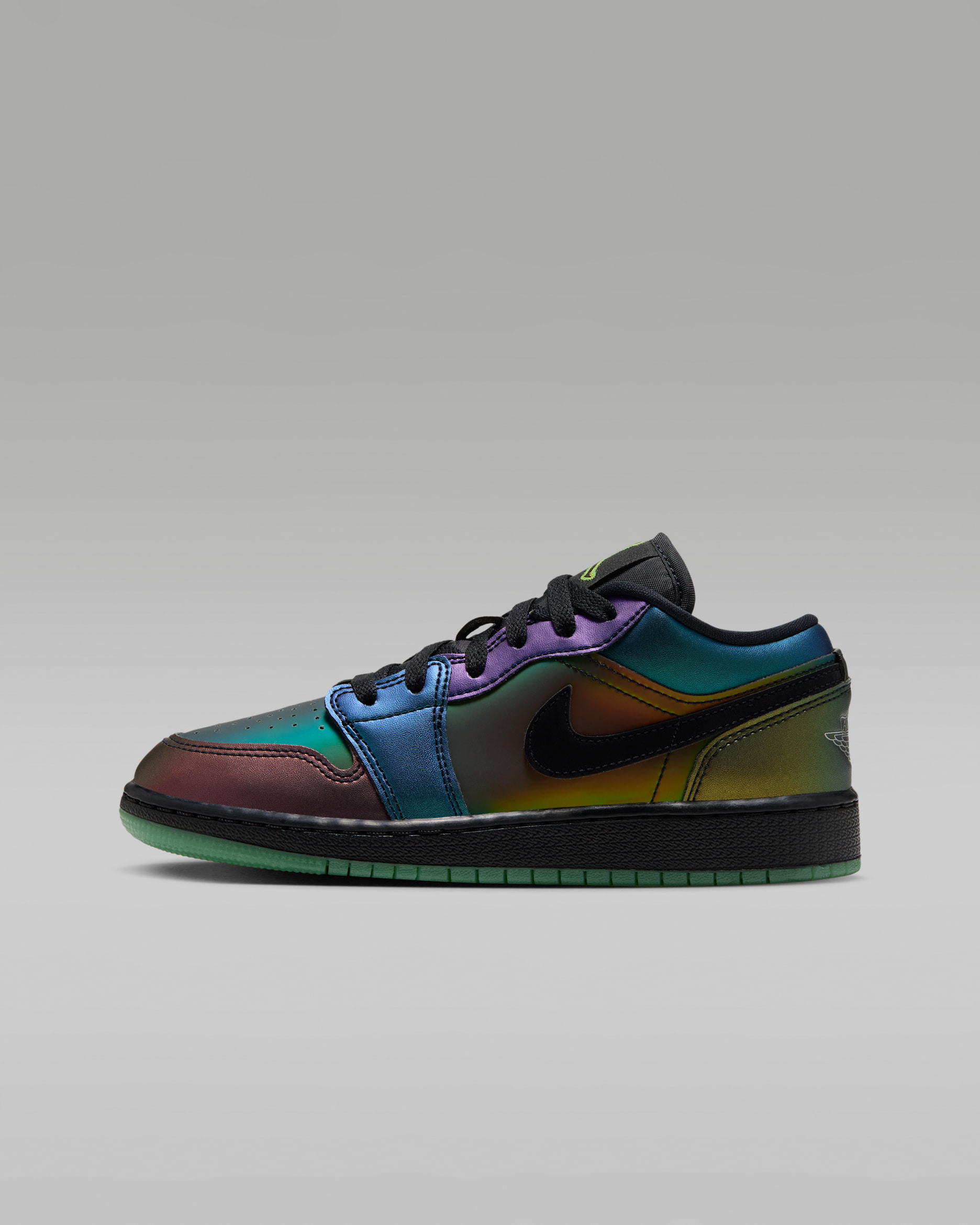 Air Jordan 1 Low SE "Magic Ball" Big Kids' Shoes - Black/Action Green/Yellow Zest/Metallic Silver