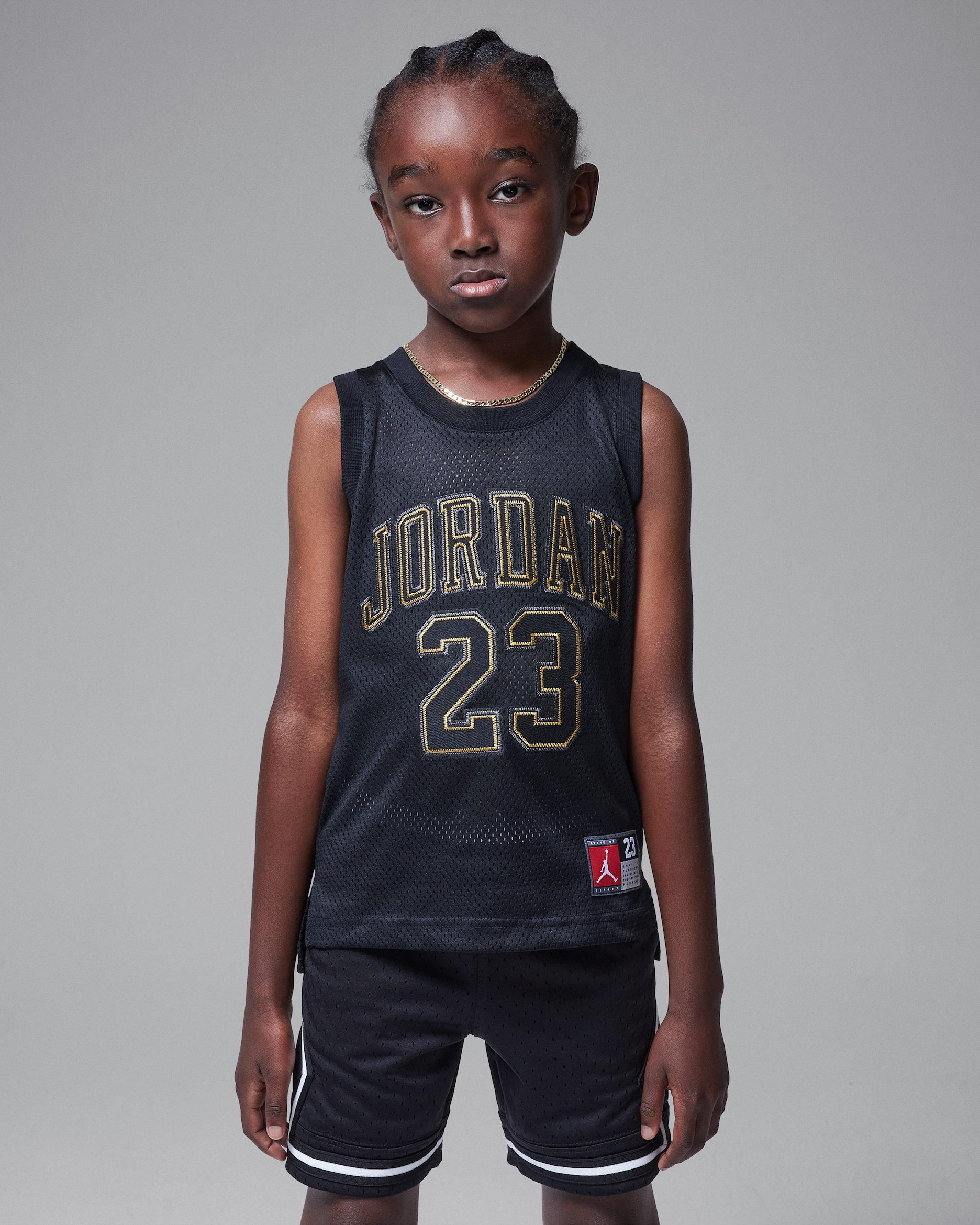 Playera para niños talla pequeña Jordan 23 Jersey - Negro/Oro