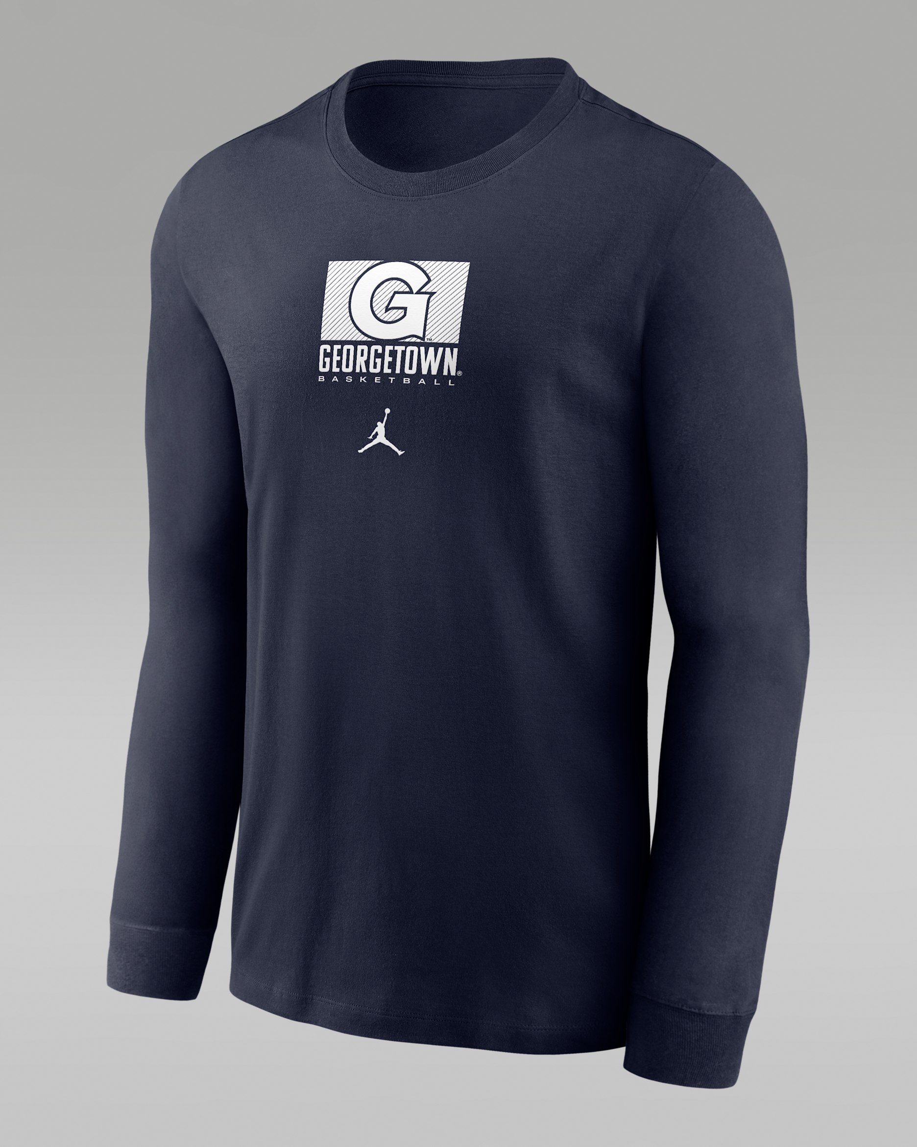 Playera de manga larga universitaria marca Jordan Dri-FIT para hombre Georgetown Basketball Legend - Azul marino
