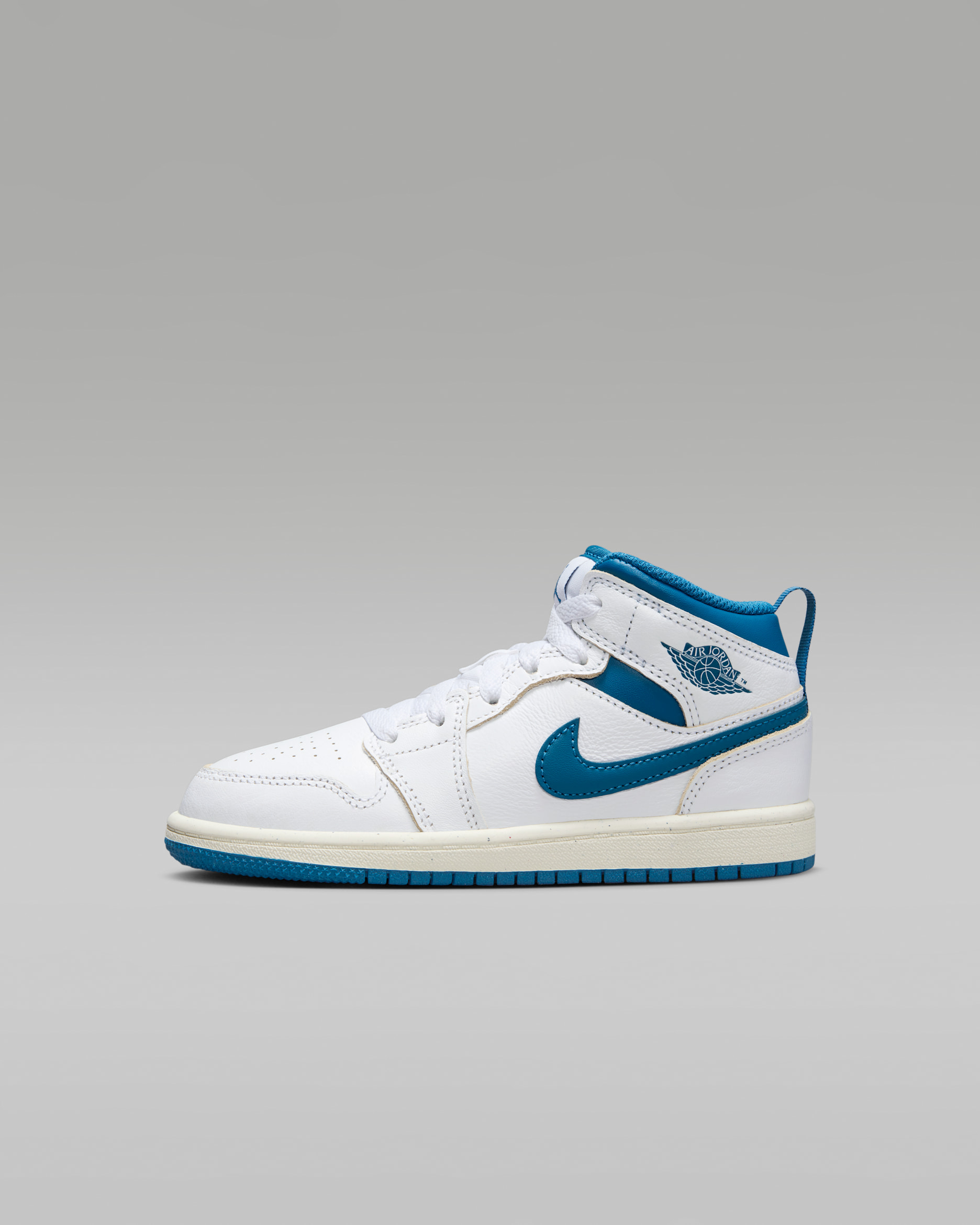 Jordan 1 Mid SE Younger Kids' Shoes - White/Sail/Industrial Blue