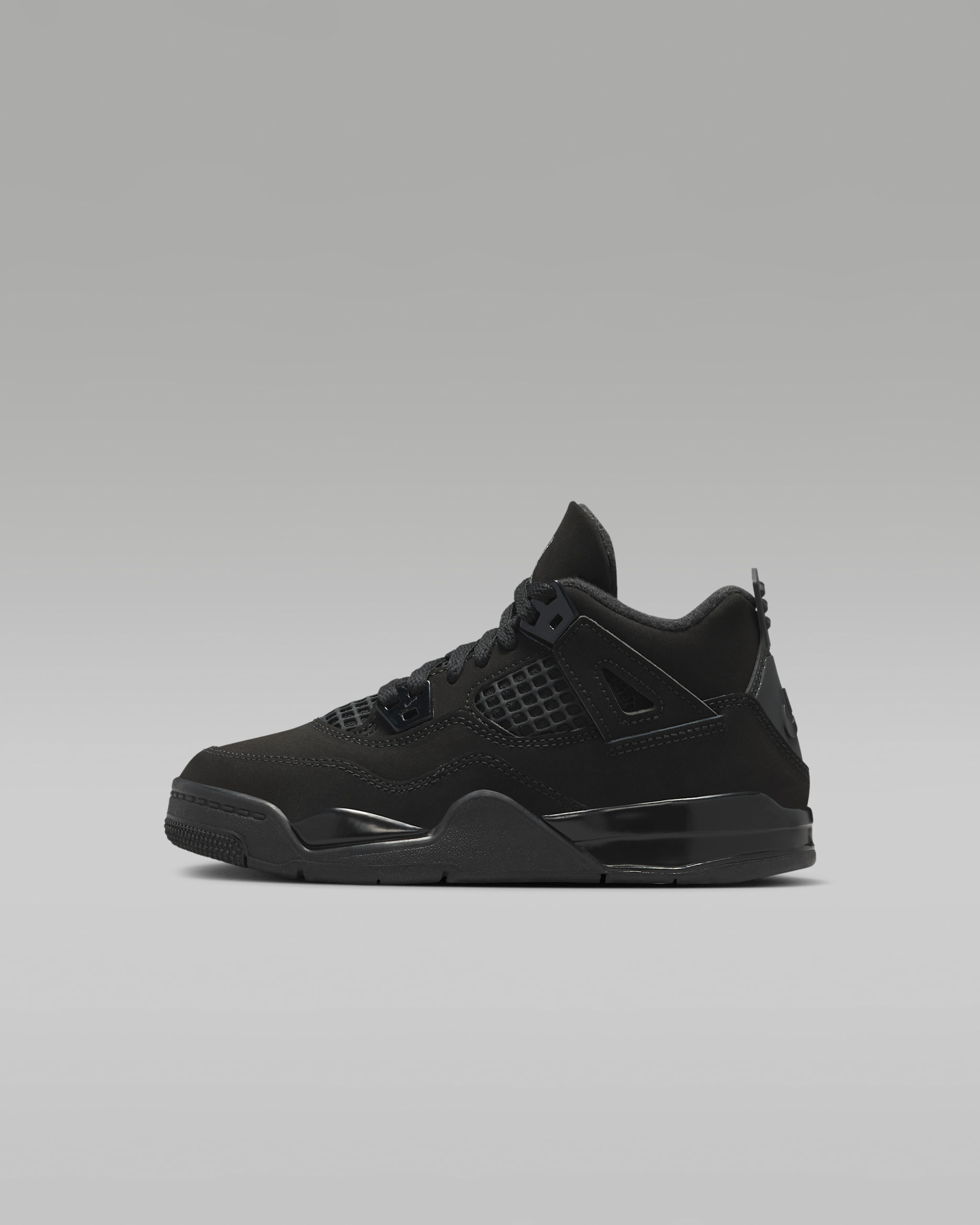 Tenis para niños de preescolar Jordan 4 Retro - Negro/Grafito claro/Negro