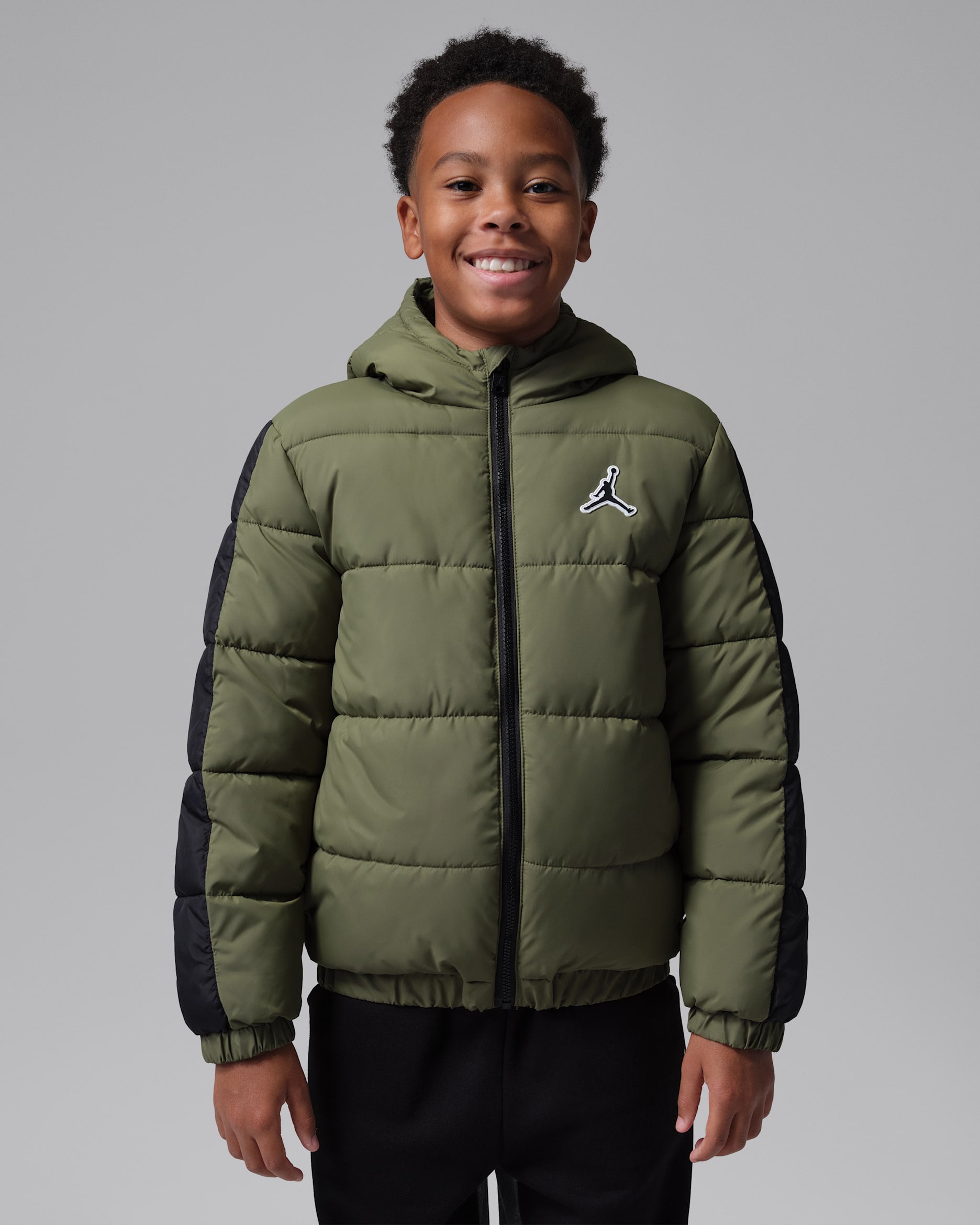 Jordan Big Kids' Colorblock Puffer Jacket - Medium Olive