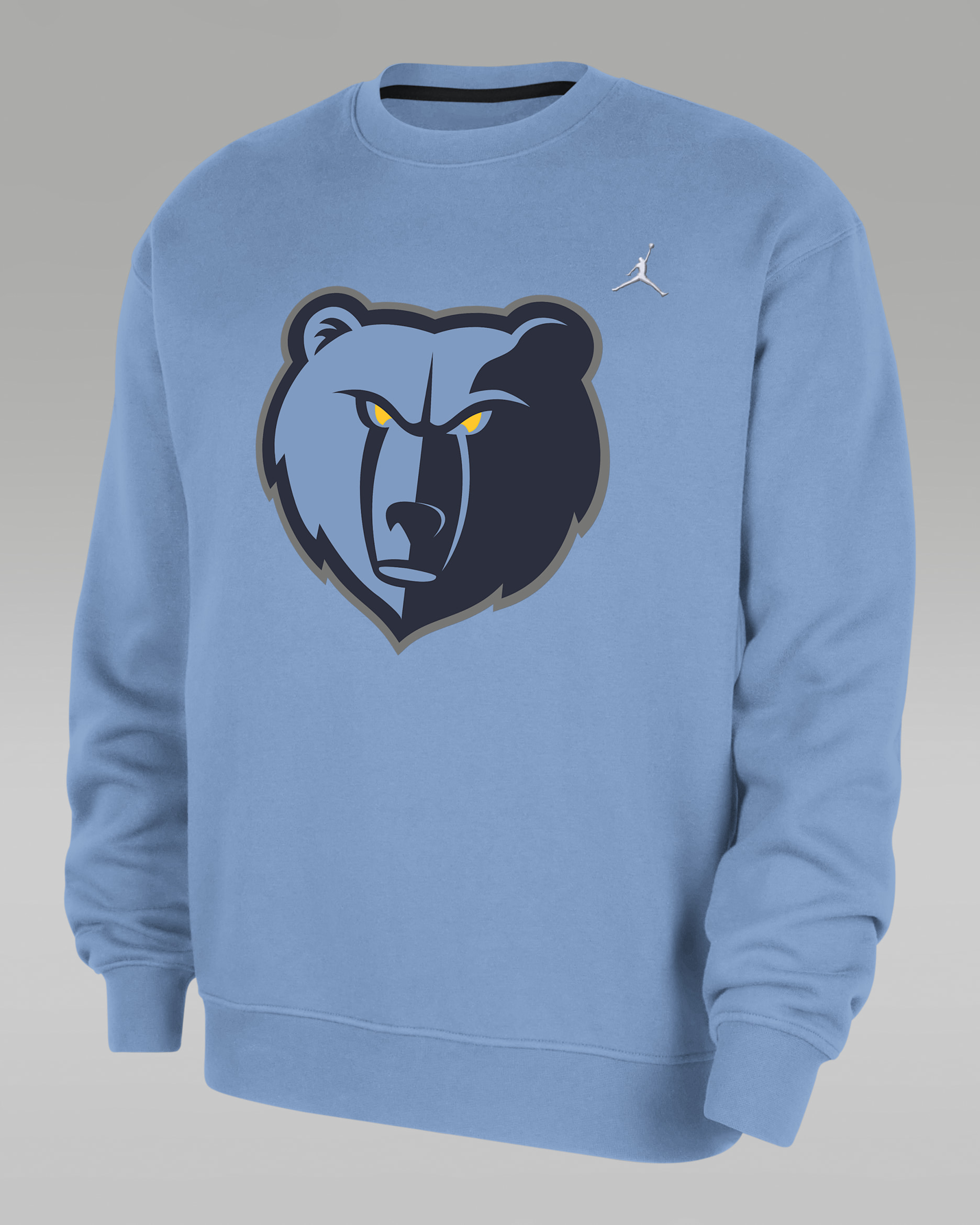Memphis Grizzlies Statement Essentials Men's Jordan NBA Fleece Crew-Neck Sweatshirt - Light Blue/College Navy