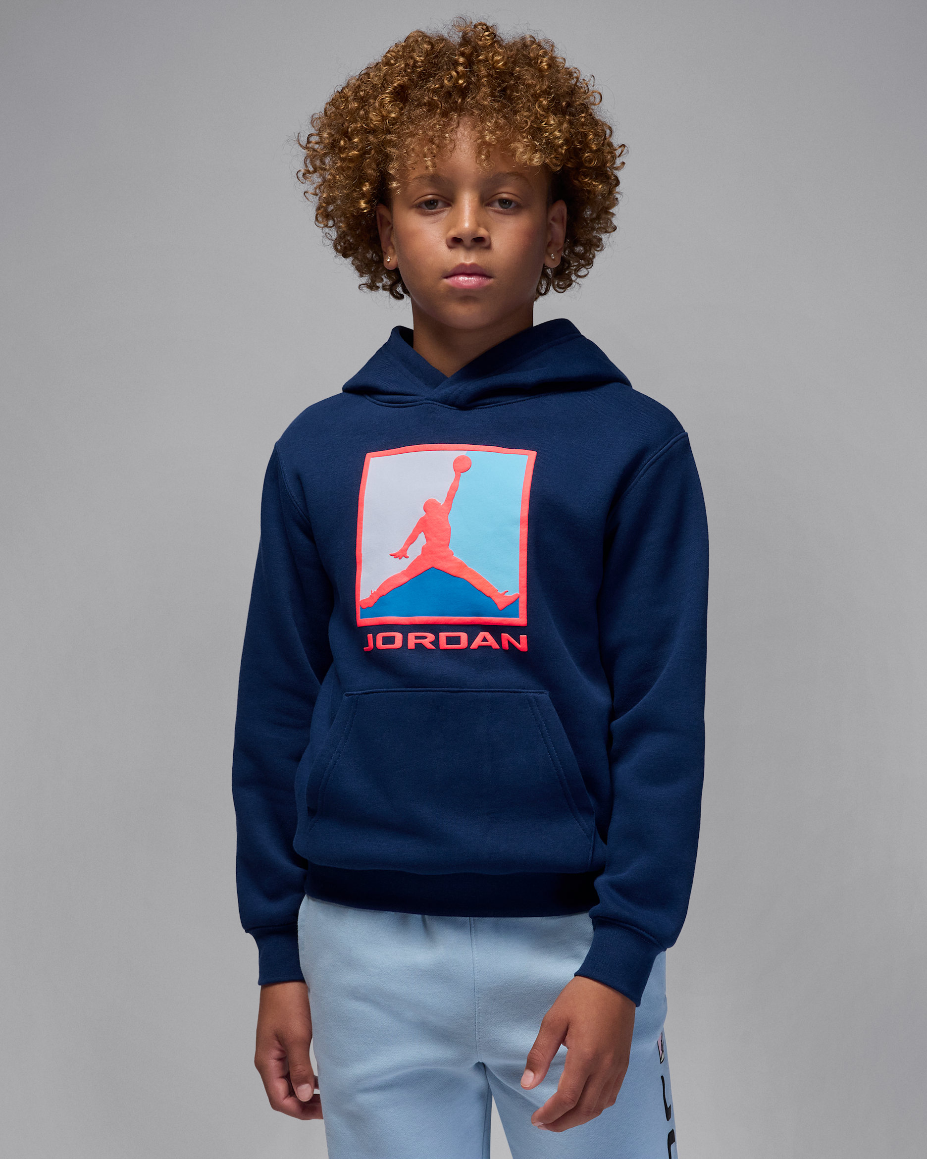 Jordan Essentials Big Kids' Fleece Baseline Pullover Hoodie - Blue Void
