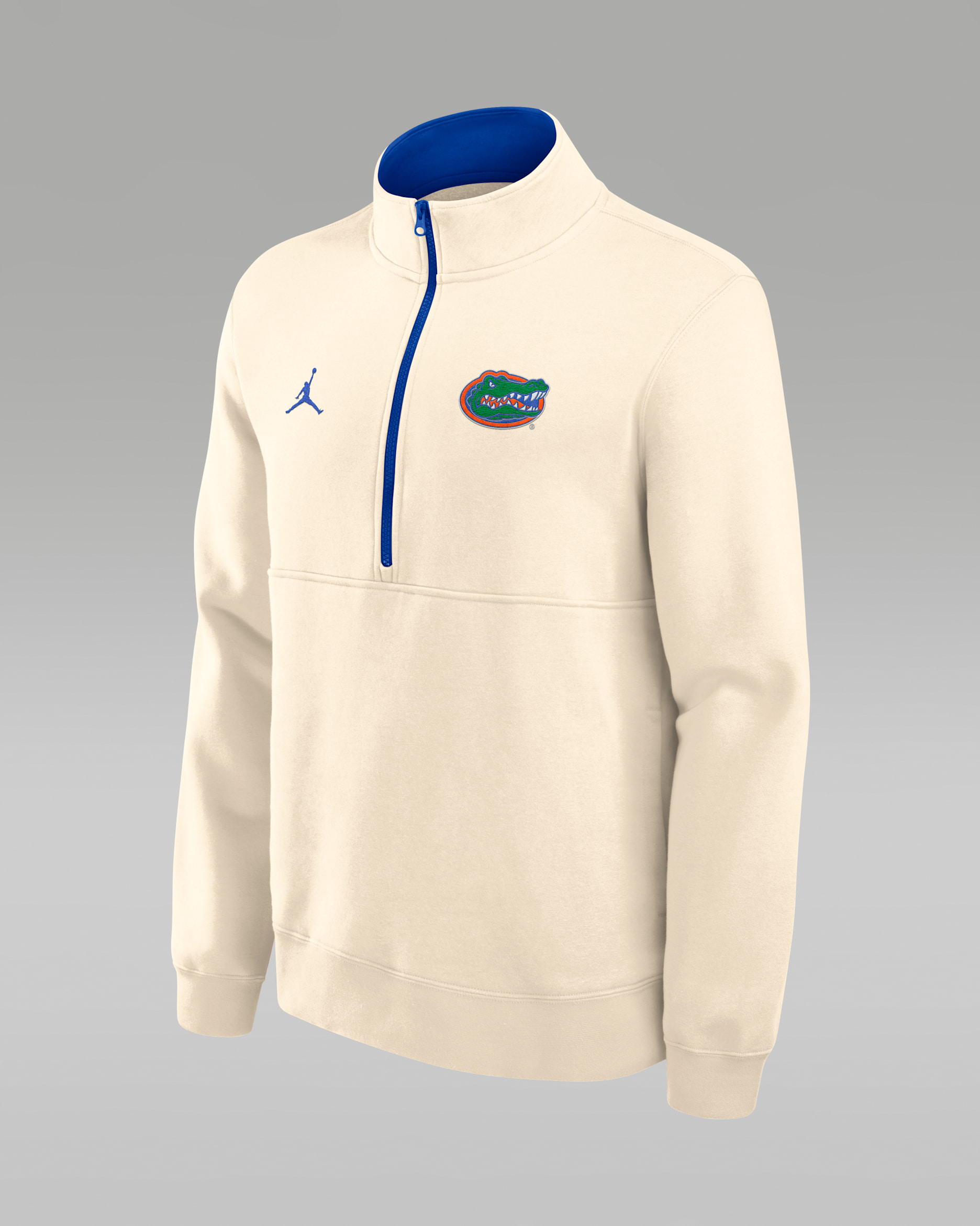 Sudadera de cuello redondo universitaria marca Jordan de medio cierre para hombre Florida Primetime Primary Logo - Natural/Royal juego