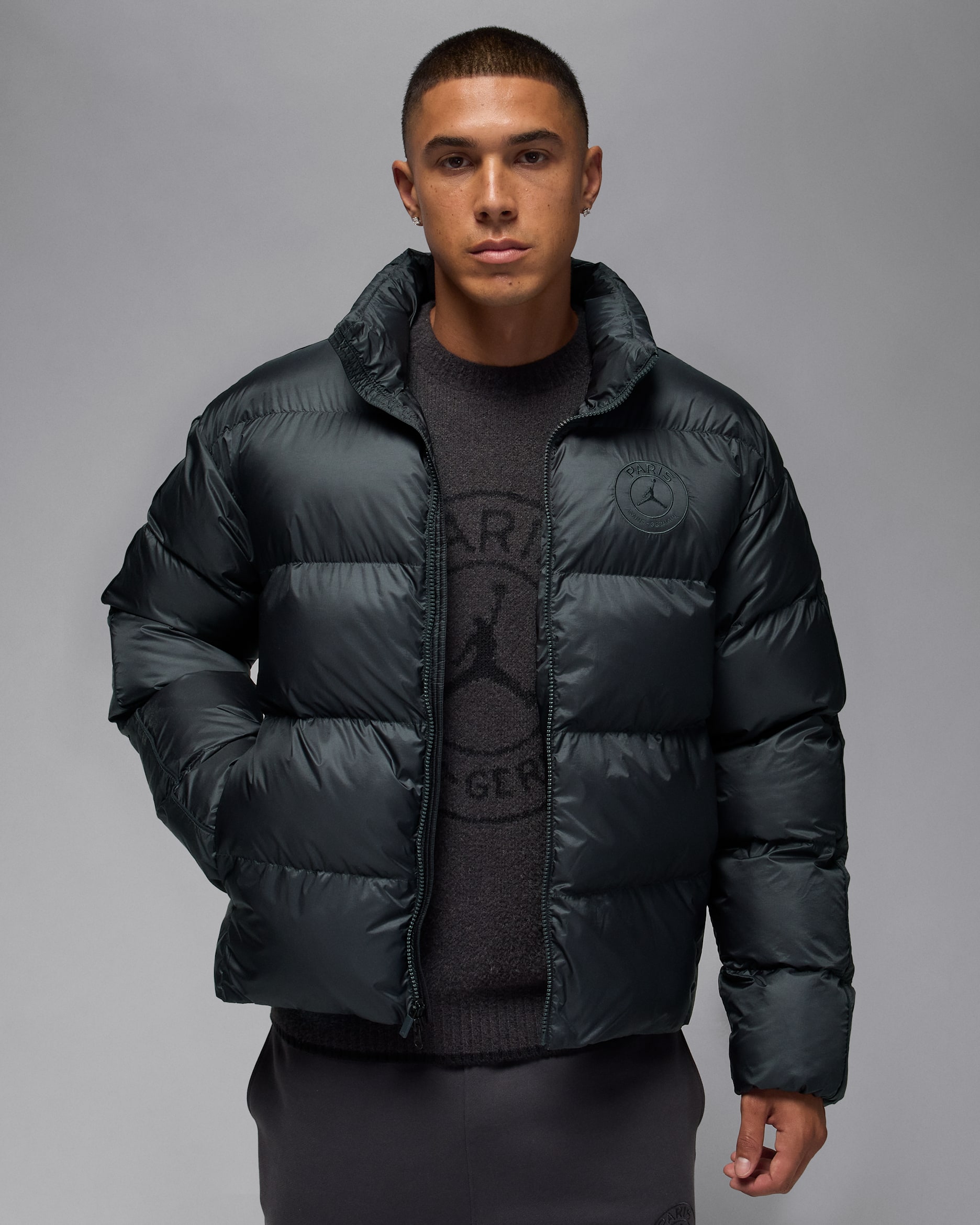 Doudoune Paris Saint-Germain pour Homme - Anthracite/Off Noir