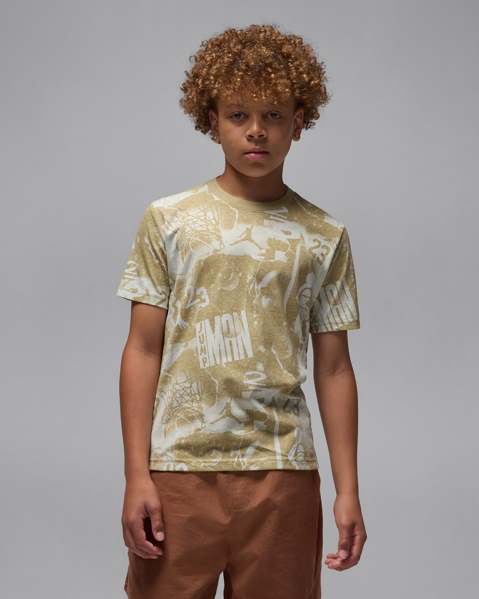 Playera 23 Collage para niños talla grande Jordan - Caqui medio