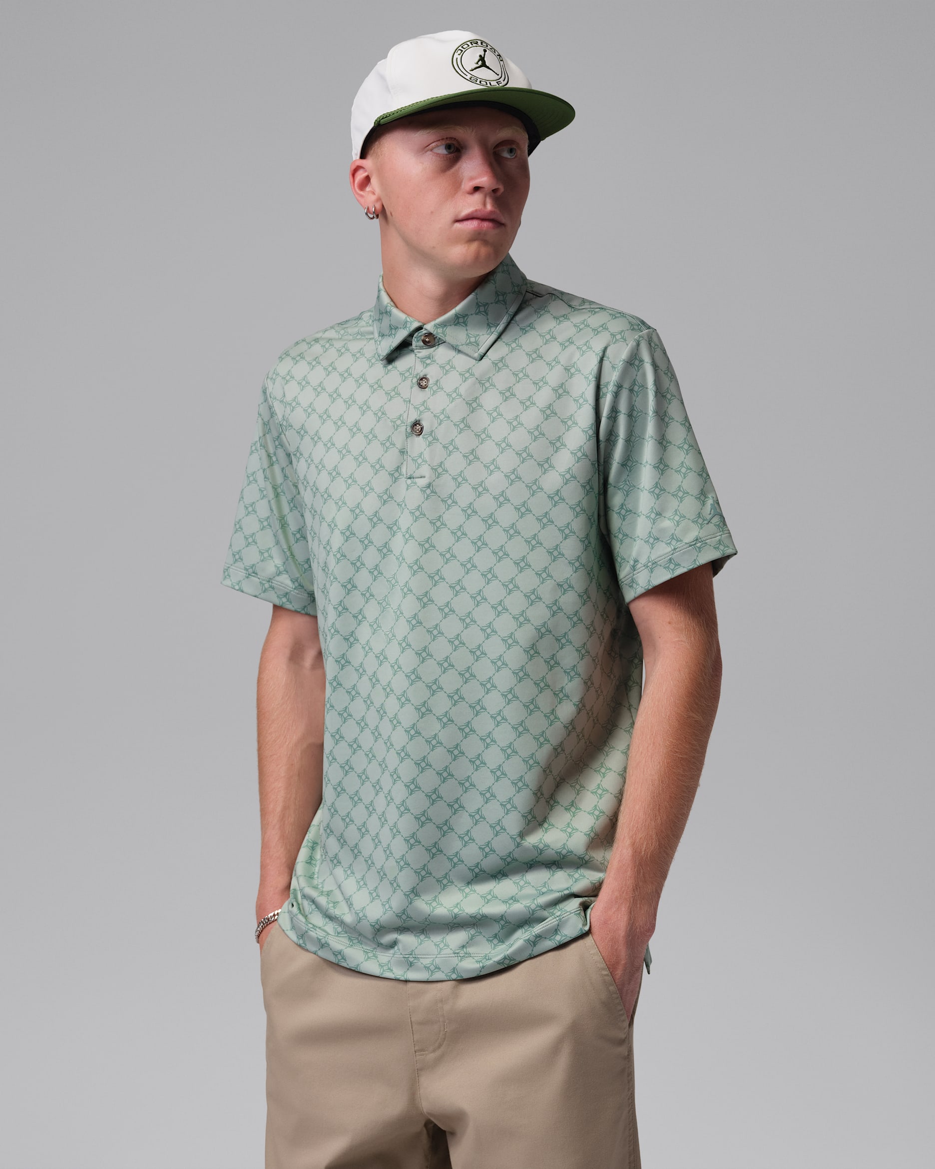 Jordan Sport Men's Printed Golf Polo - Jade Smoke/Jade Smoke