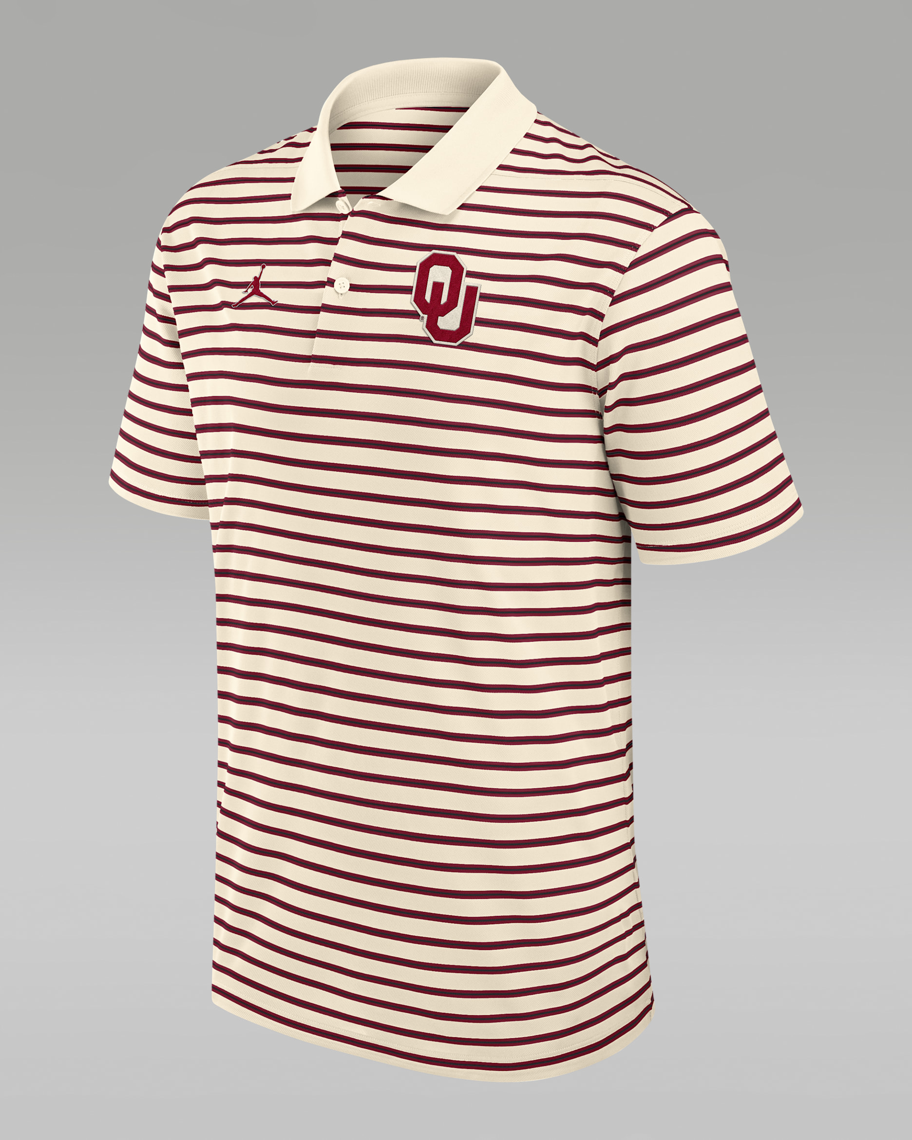 Oklahoma Striped Men's Jordan Brand Dri-FIT College Polo - Tan/Beige