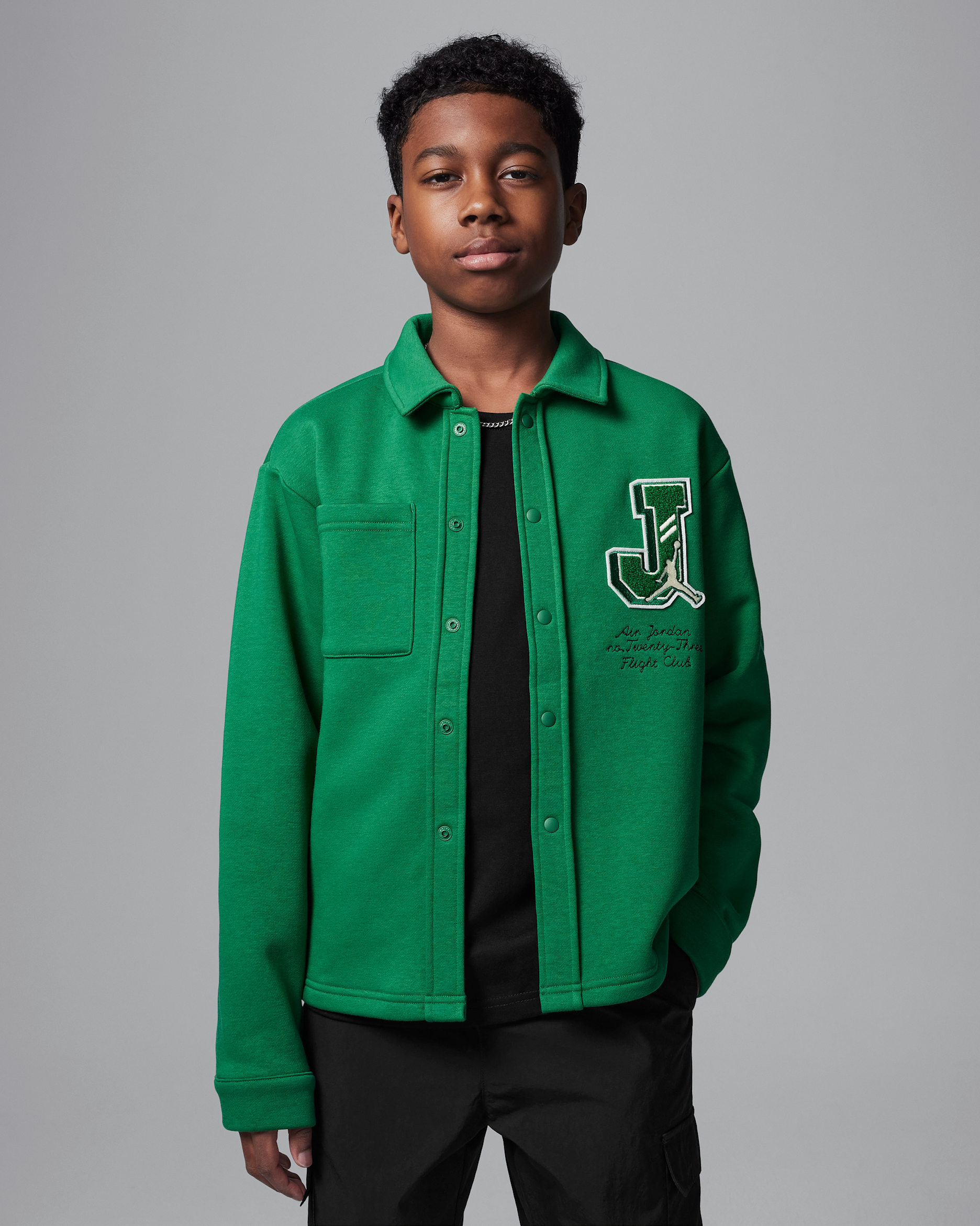 Playera de manga larga de tejido Knit para niños talla grande Jordan Court of Legends - Verde pino