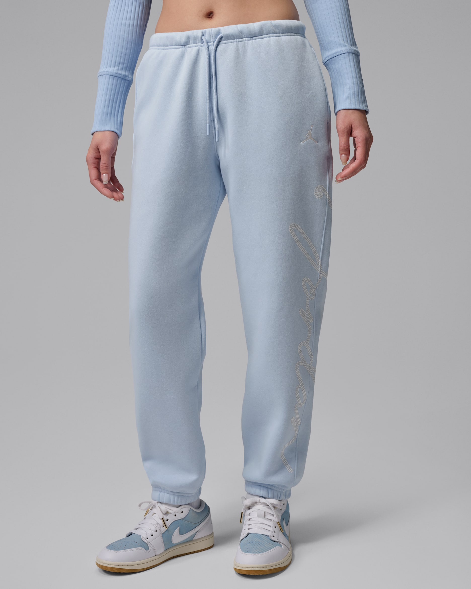 Jordan Brooklyn Fleece Women's Graphic Pants - Hydrogen Blue/Sail