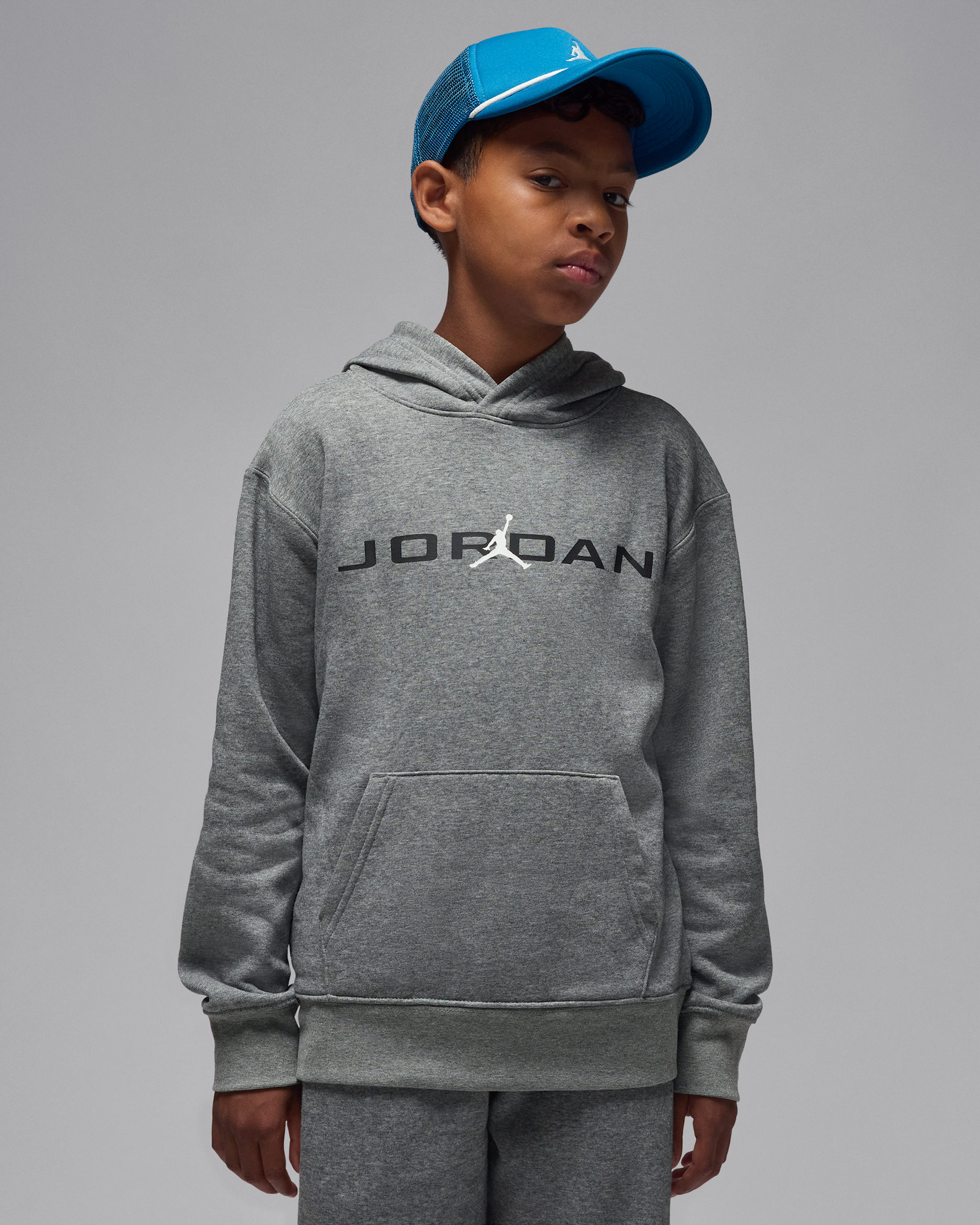 Hoodie pullover Jordan Baseline Júnior - Carbon Heather