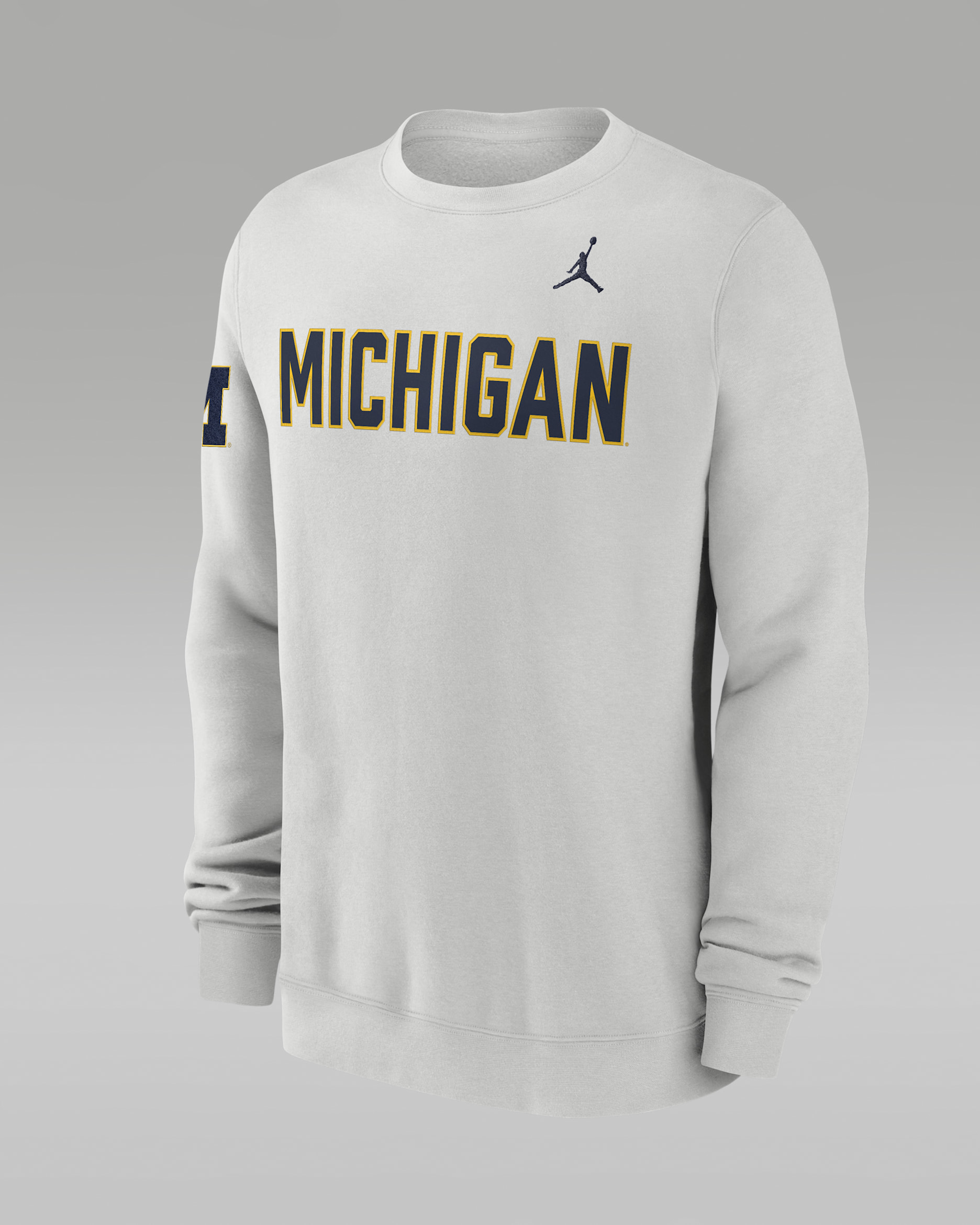 Michigan Sideline Club Men's Jordan Brand College Pullover Crew - Photon Dust