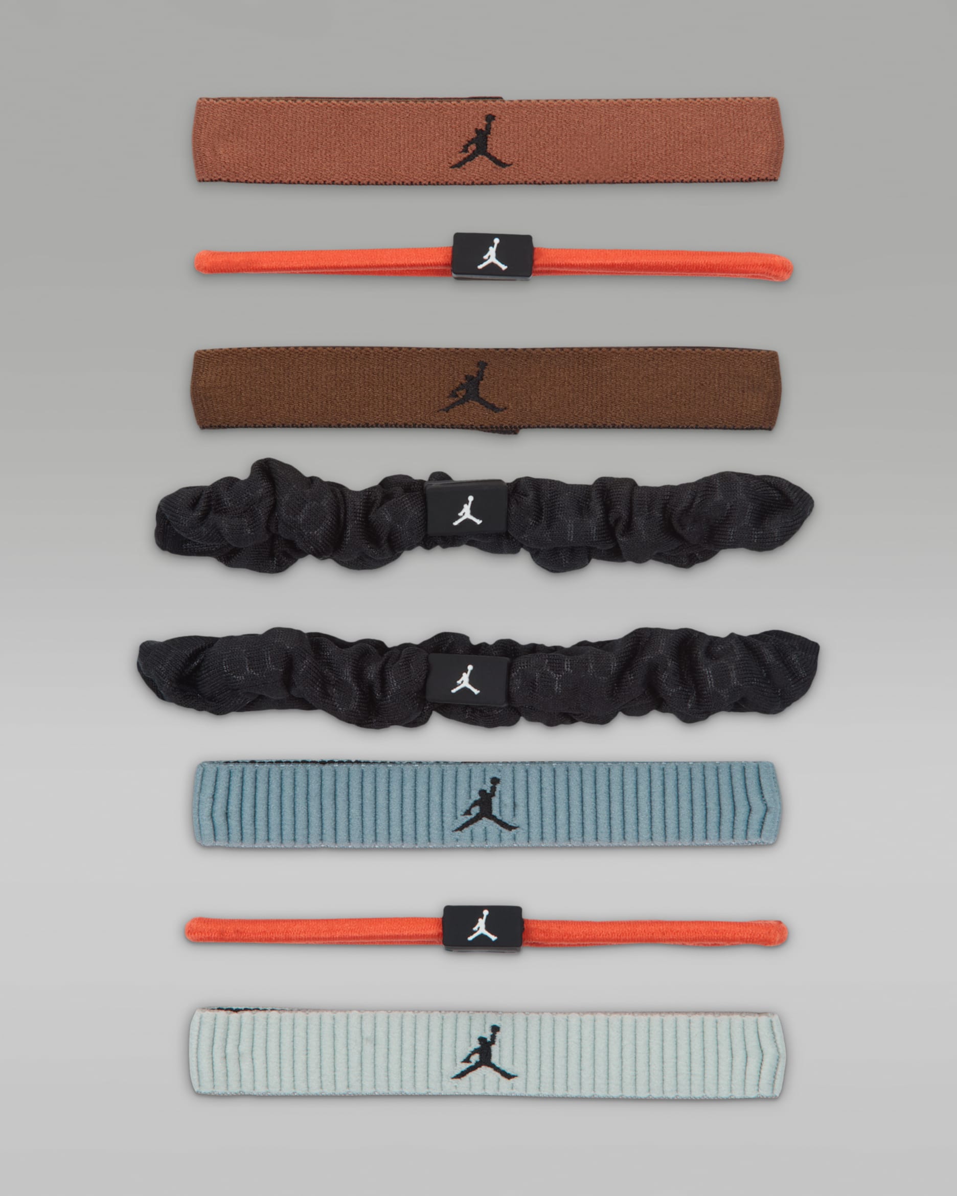 Jordan Sport verschiedene elastische Haargummis (8er-Pack) - Red Bark/Team Orange/Schwarz