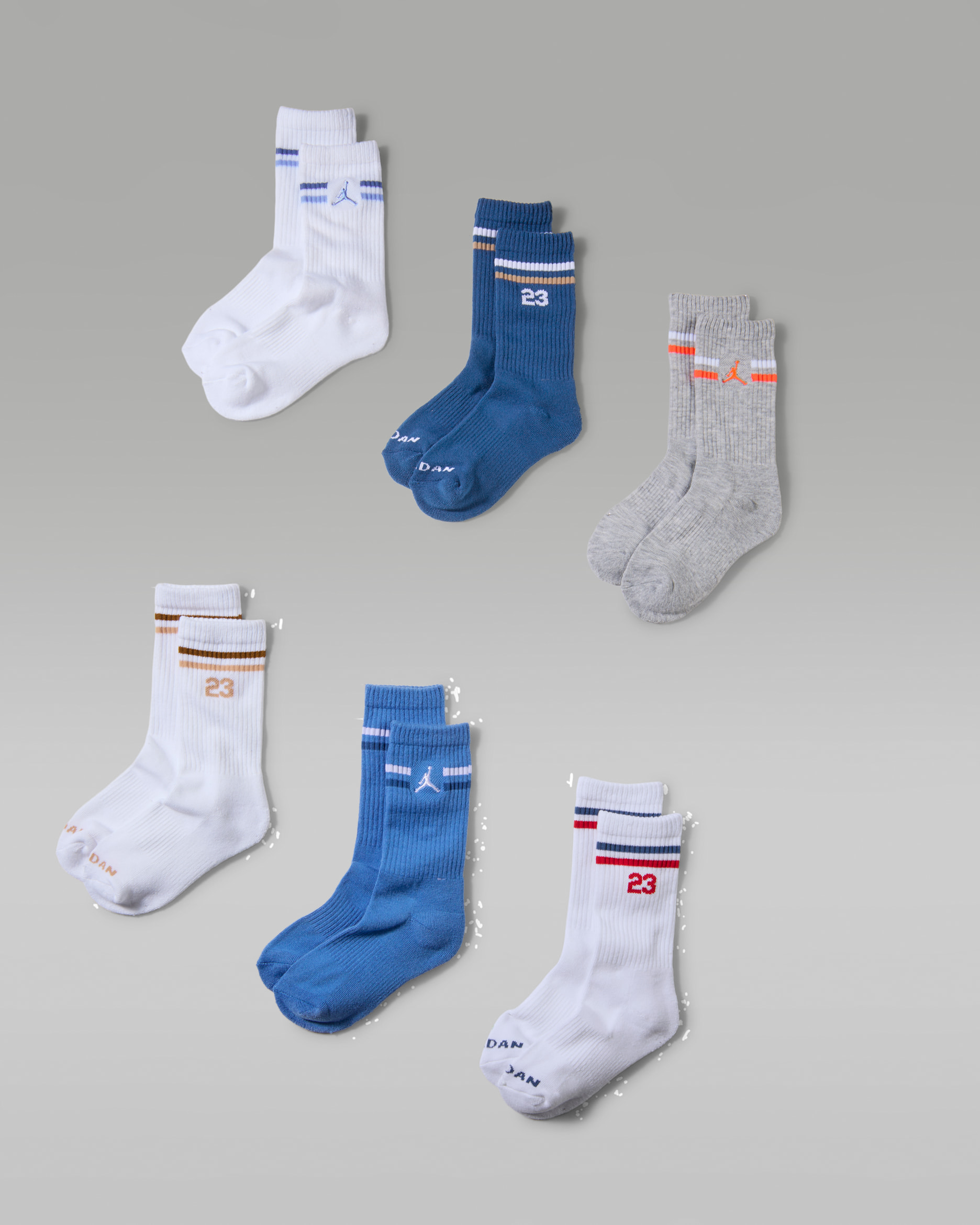 Jordan Kids' Icon Stripe Crew Socks (6 Pairs) - True Blue
