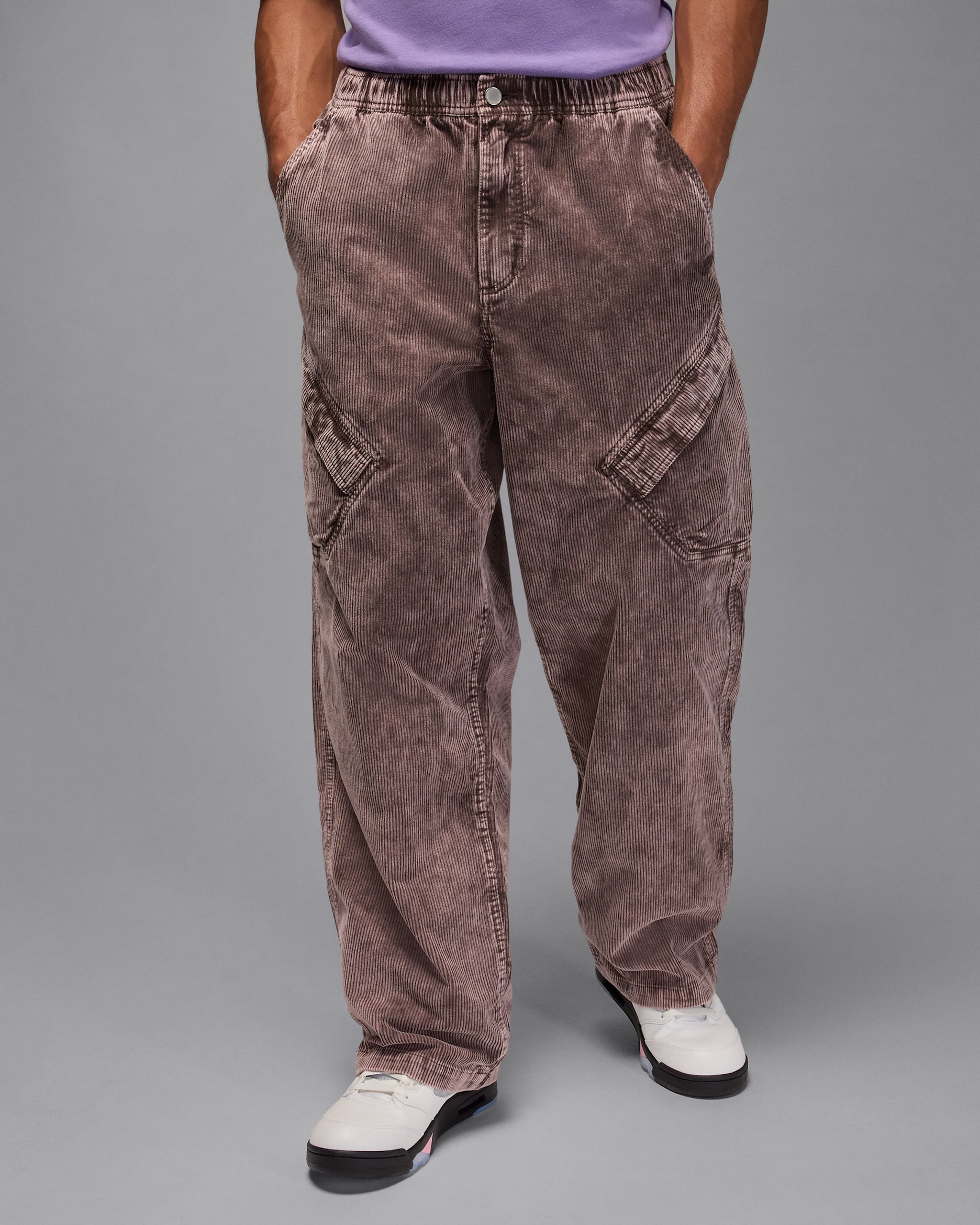 Pantalon Homme Velours Côtelé Léger - Coupe Ample, Taille élastique, Poches, Idéal Détente, Sport, Loisirs