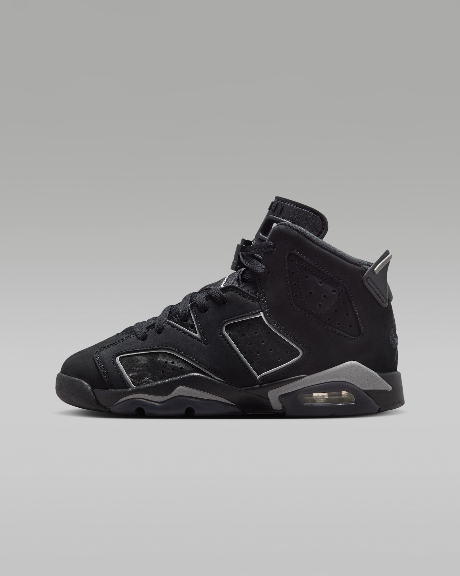 Air Jordan 6 Retro Big Kids' Shoes - Black/Black/Multi-Color/Reflect Silver