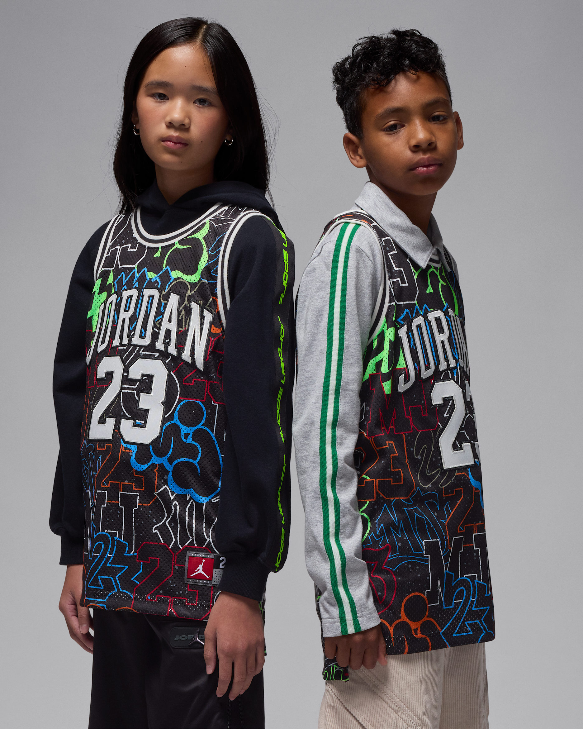 Jersey a rayas para niños talla grande Jordan 23 - Negro/Vela